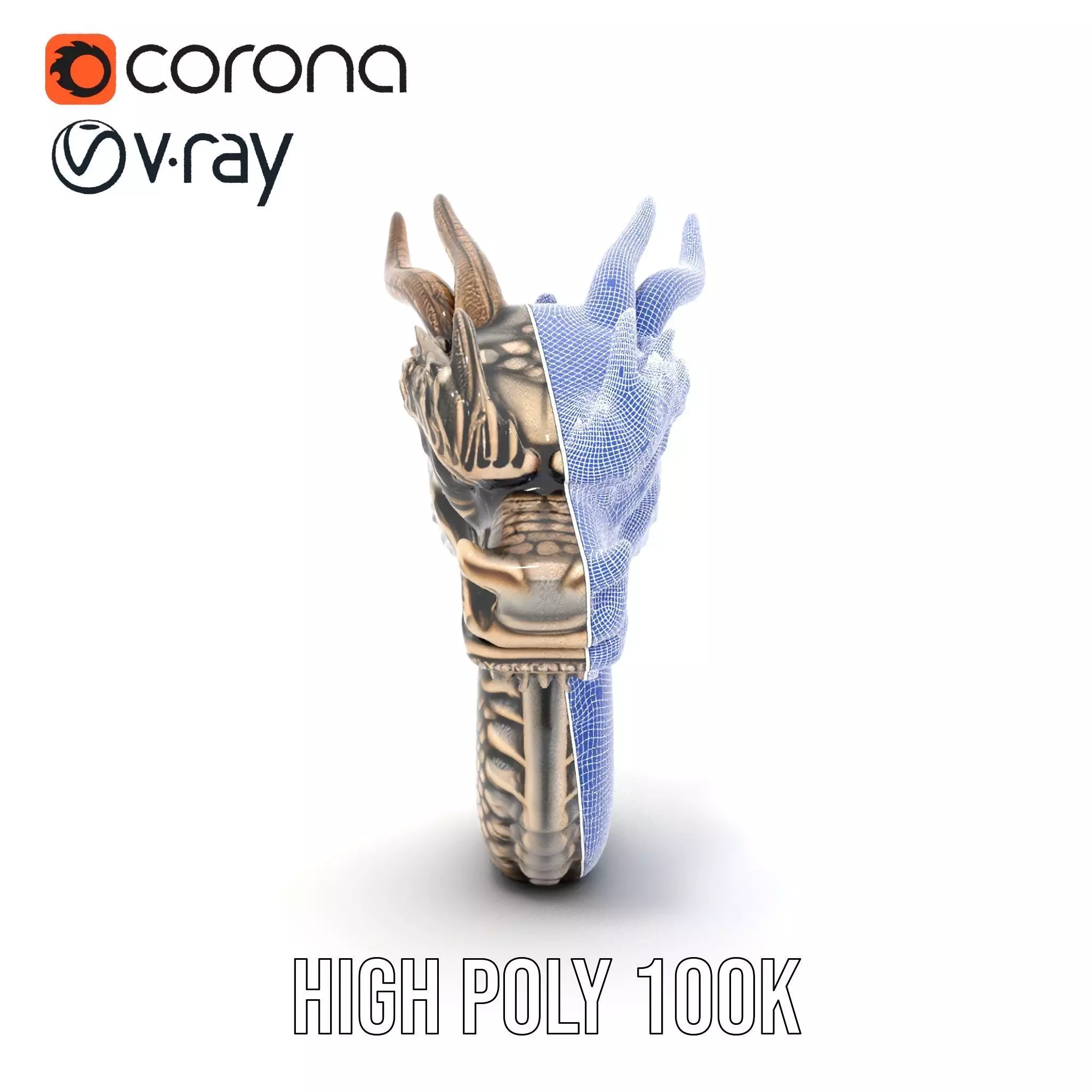 Golden Dragon Sculpture model pack Low-poly 3D model_35