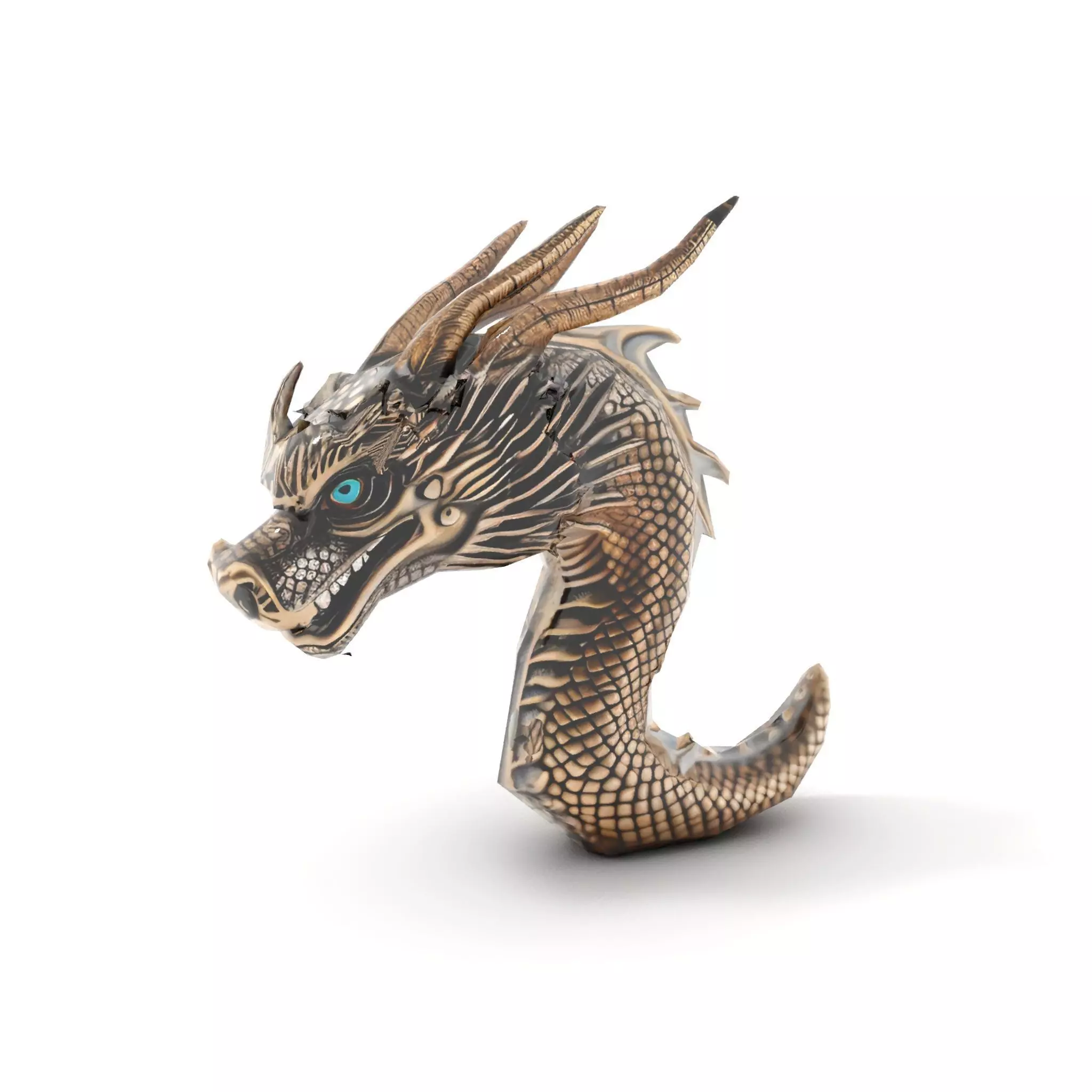 Golden Dragon Sculpture model pack Low-poly 3D model_10
