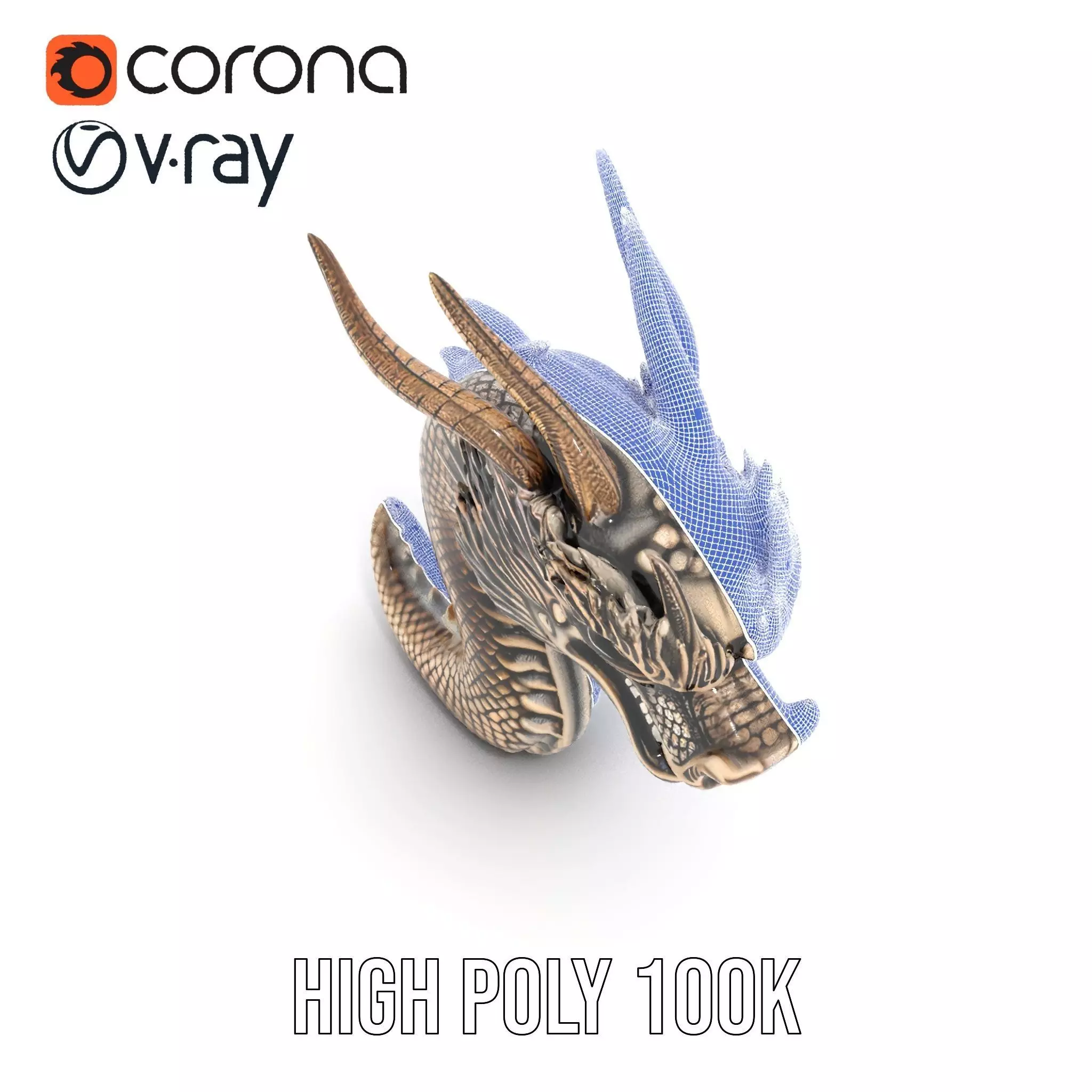 Golden Dragon Sculpture model pack Low-poly 3D model_33