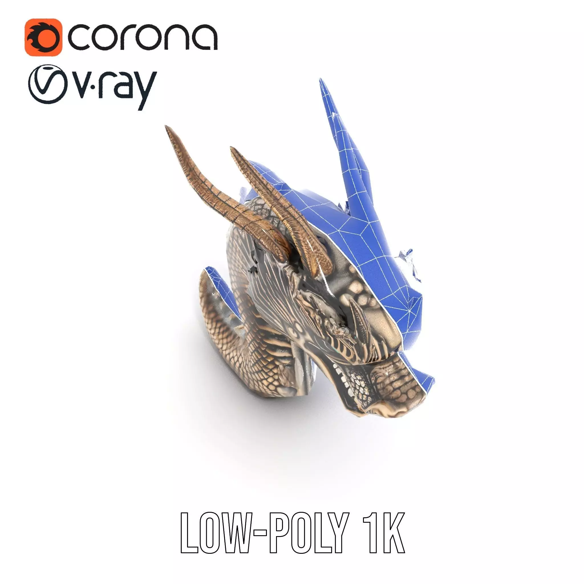 Golden Dragon Sculpture model pack Low-poly 3D model_20