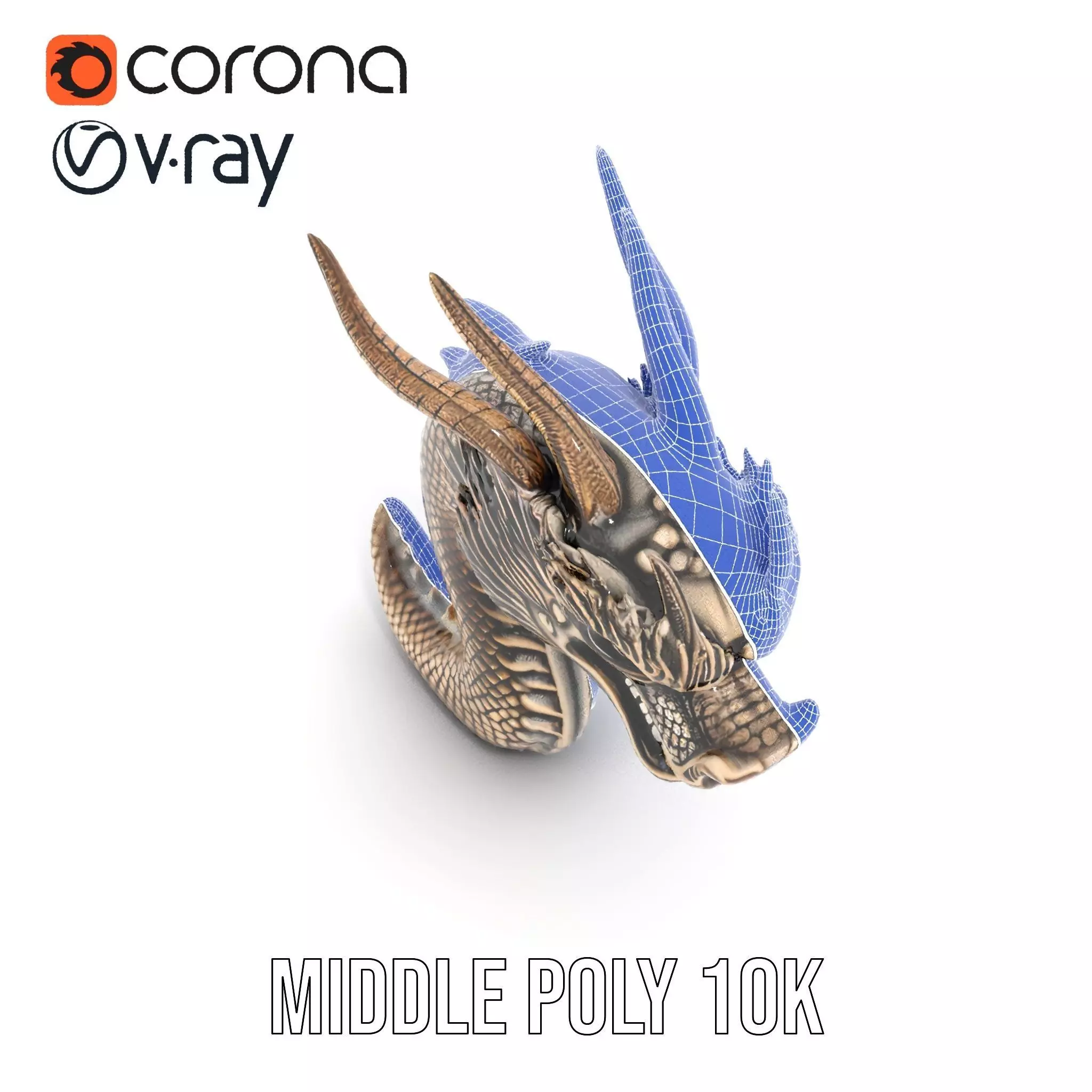 Golden Dragon Sculpture model pack Low-poly 3D model_28