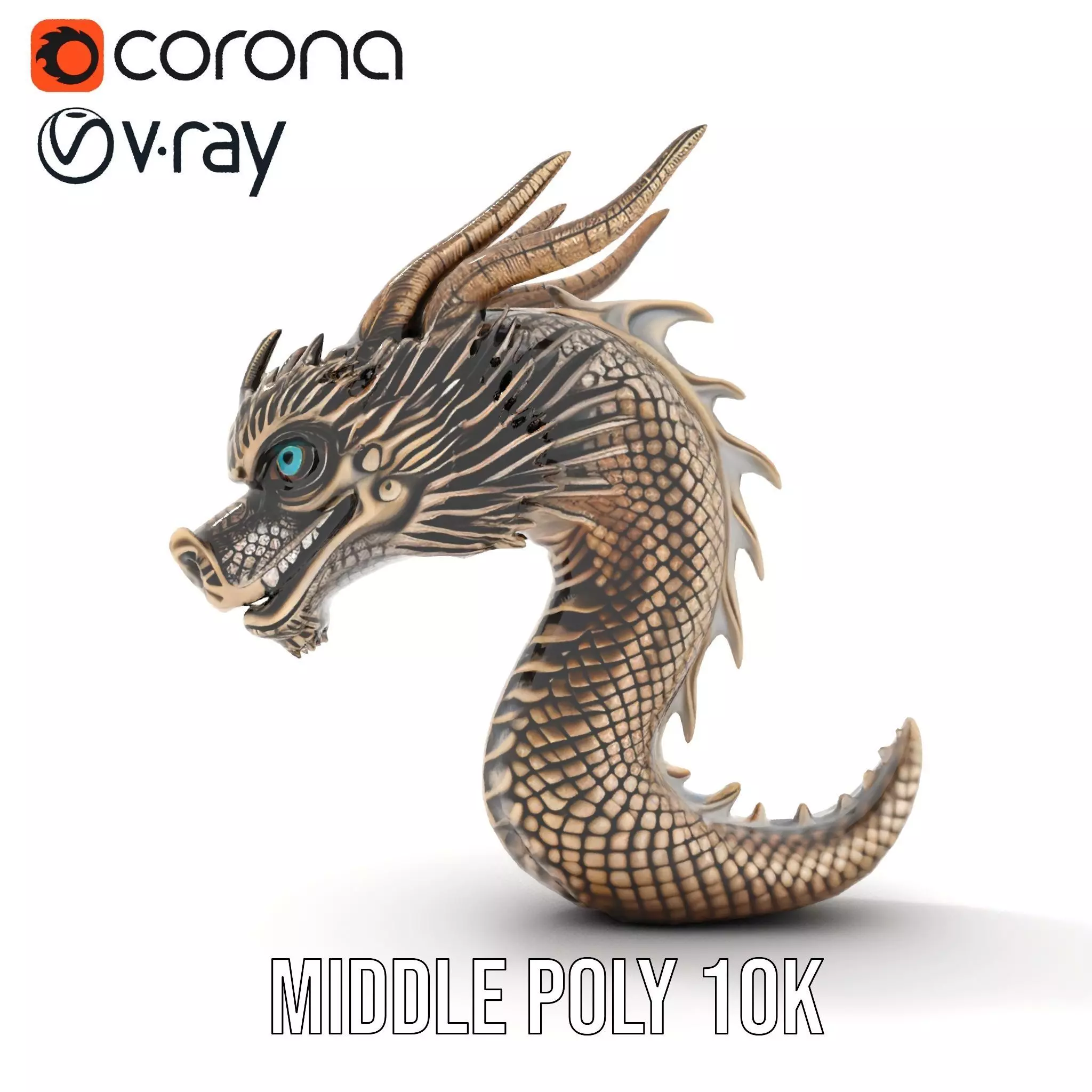 Golden Dragon Sculpture model pack Low-poly 3D model_14