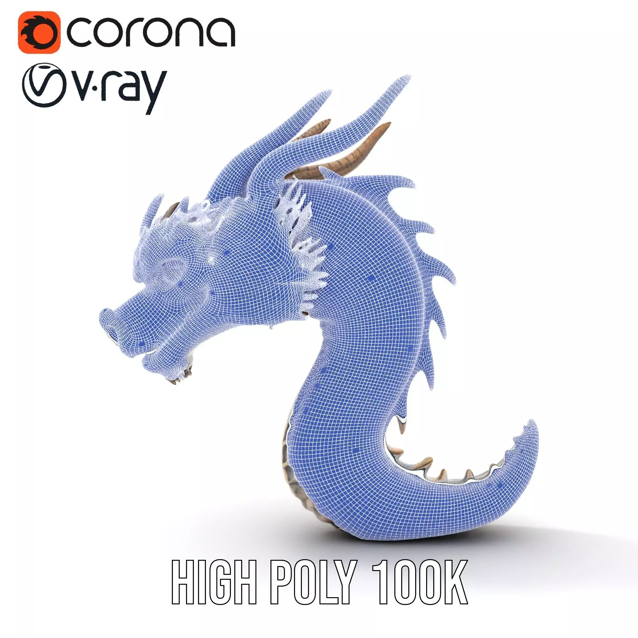 Golden Dragon Sculpture model pack Low-poly 3D model_34
