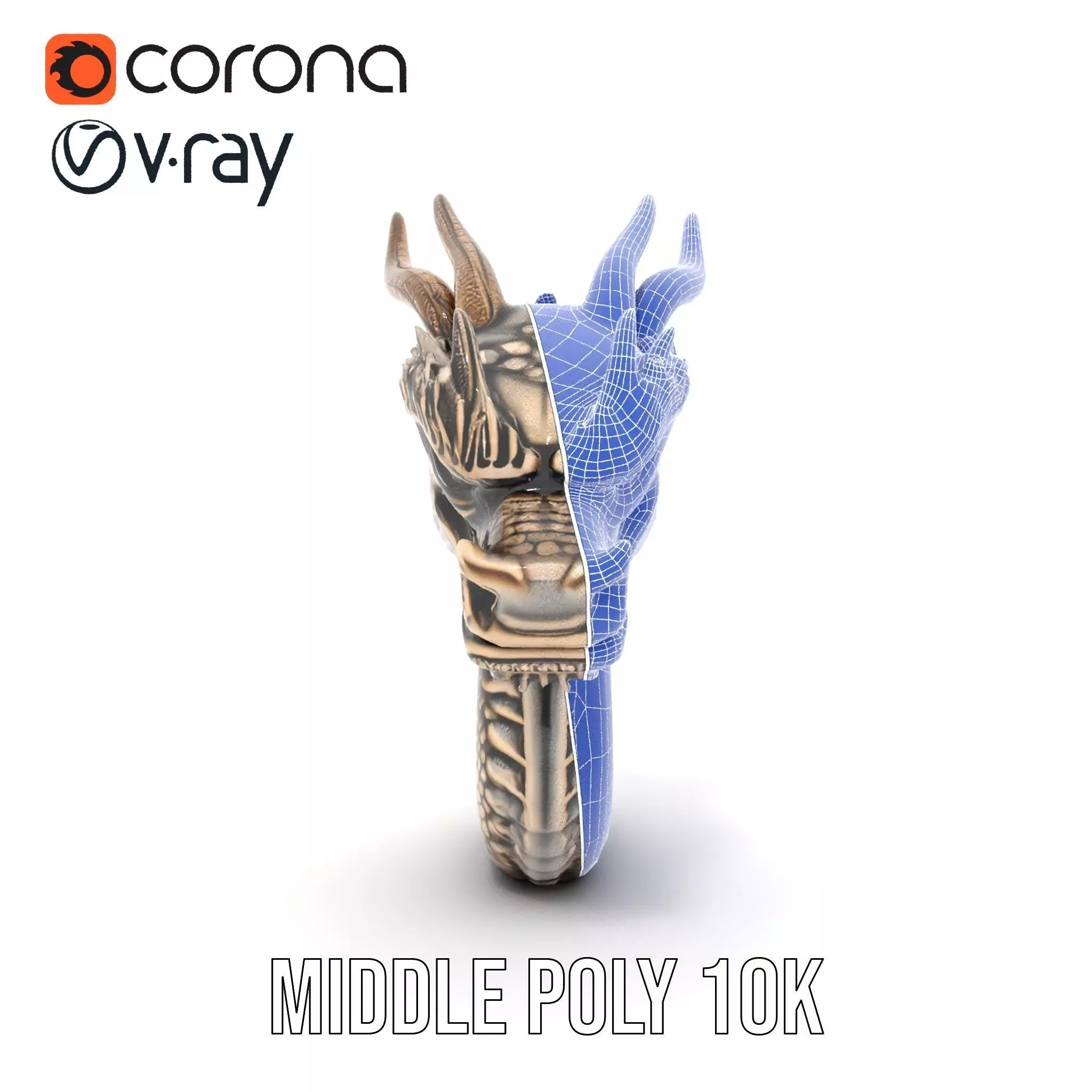 Golden Dragon Sculpture model pack Low-poly 3D model_31