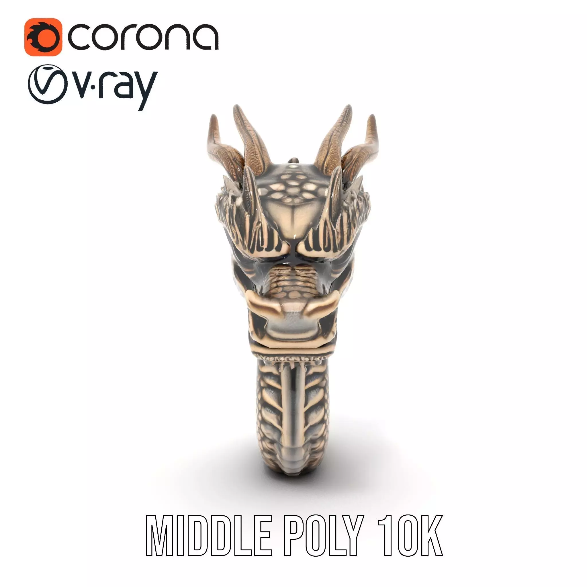 Golden Dragon Sculpture model pack Low-poly 3D model_25