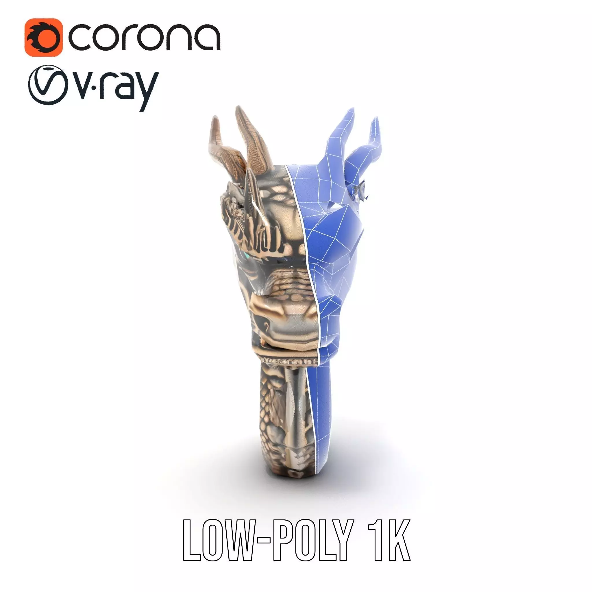 Golden Dragon Sculpture model pack Low-poly 3D model_29