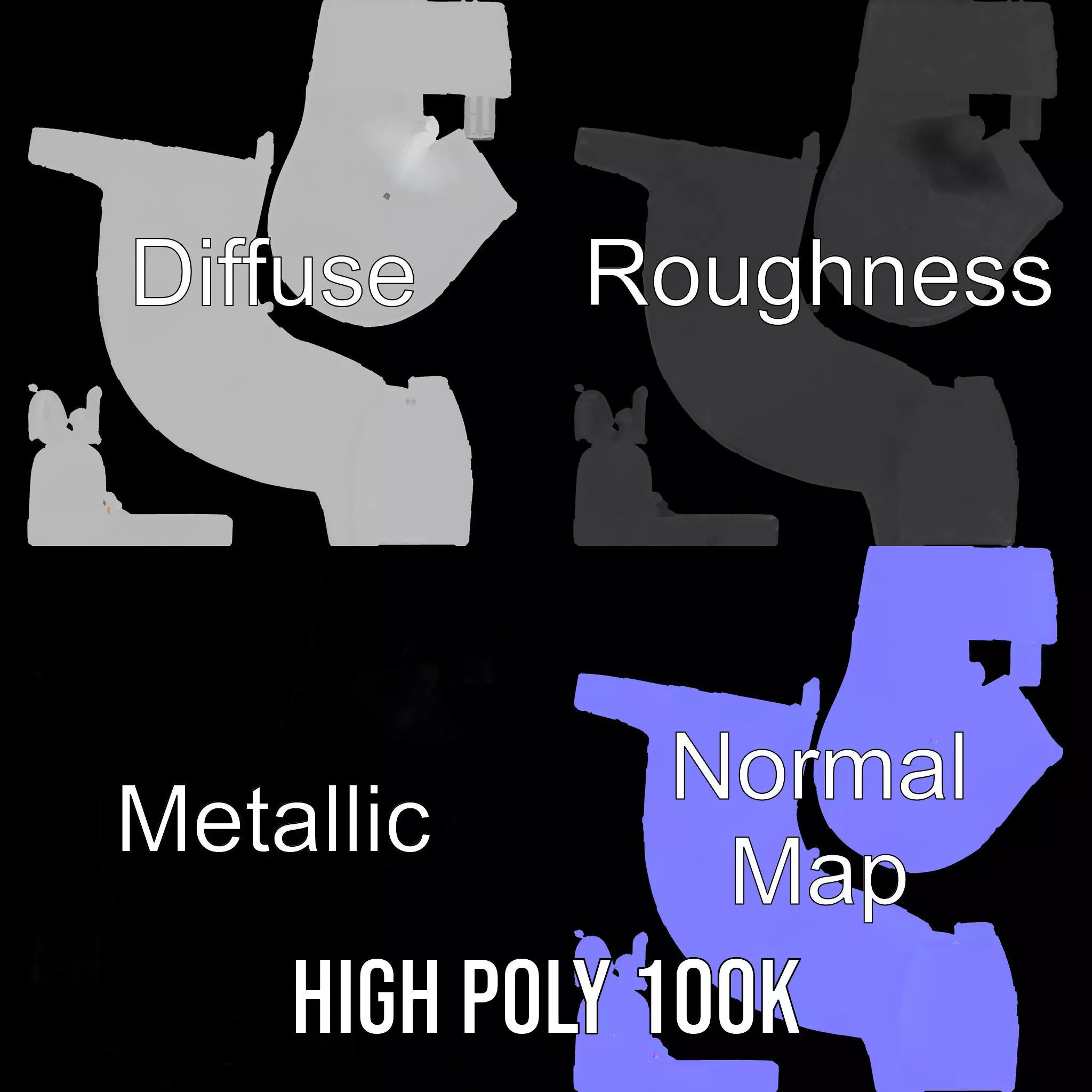 Modern White Bidet model pack Low-poly 3D model_4