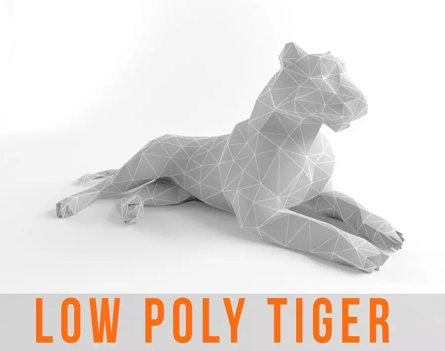 Tiger and Lion Low Poly Mammal Wild Africa Animal Lowpoly Low-poly 3D model_0