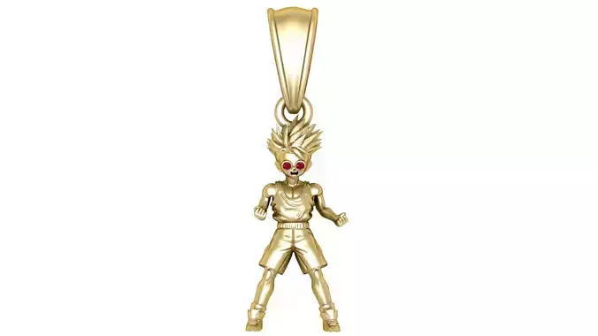 Anime Warrior Pendant with Ruby Eyes