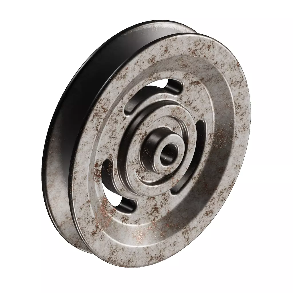 Rusty Gym Machine Pulley 3D model_2