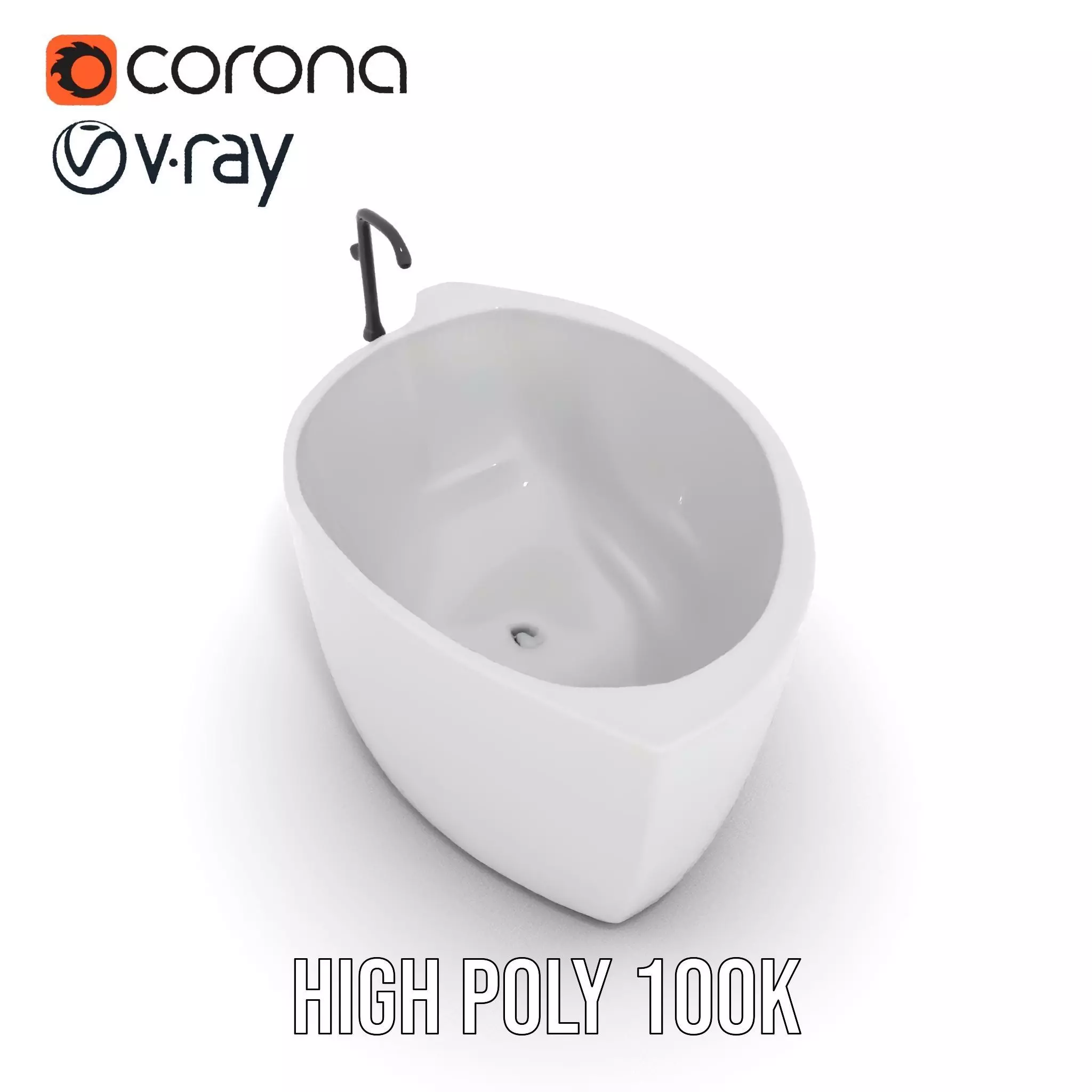 Elegant White Bathtub model pack Low-poly 3D model_23