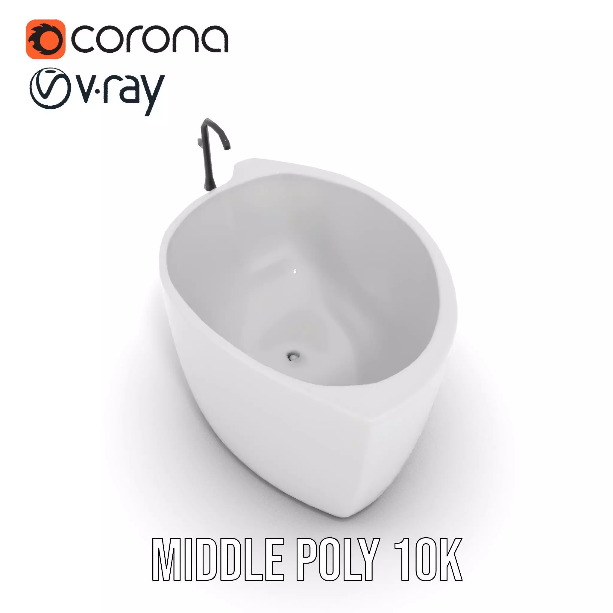 Elegant White Bathtub model pack Low-poly 3D model_14