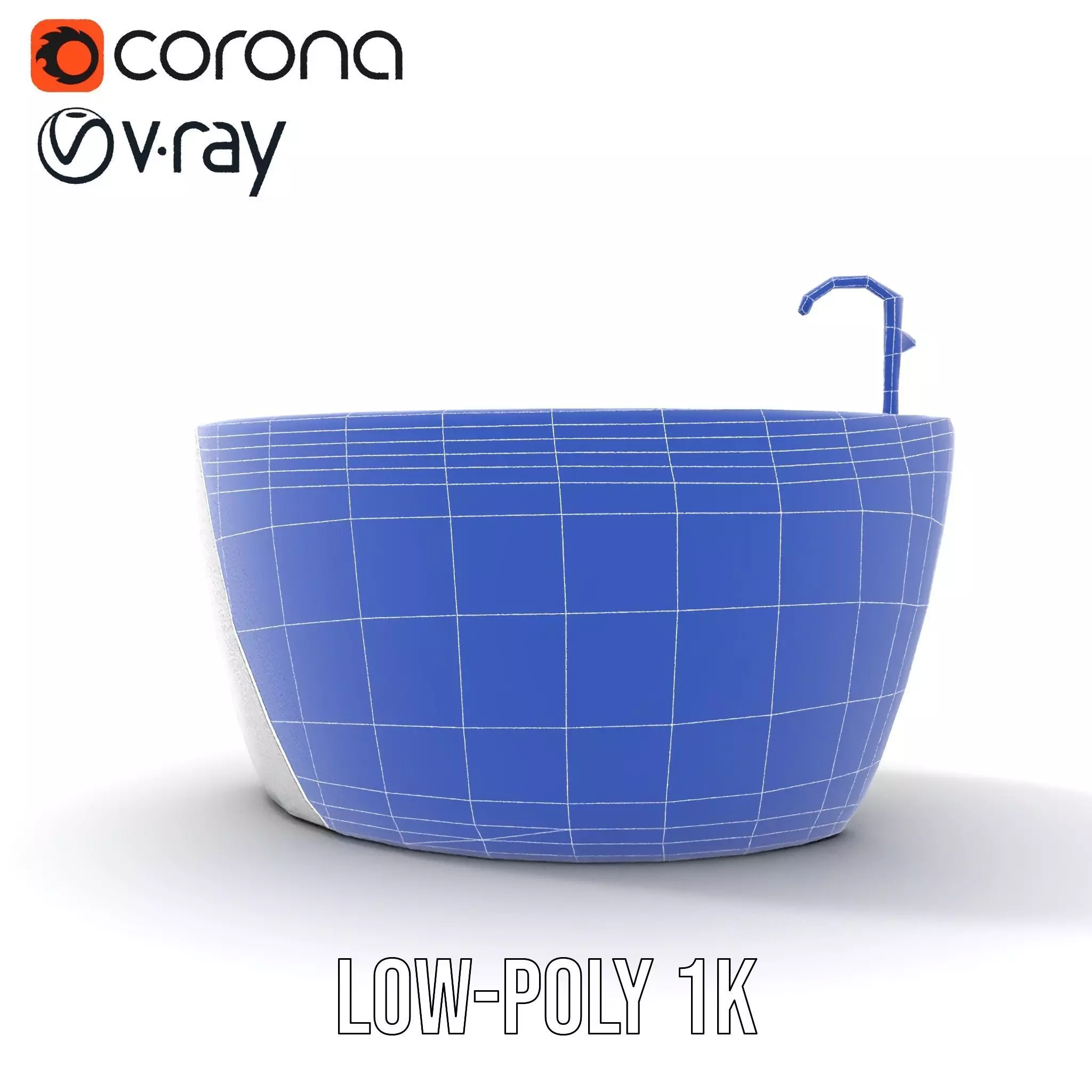 Elegant White Bathtub model pack Low-poly 3D model_31