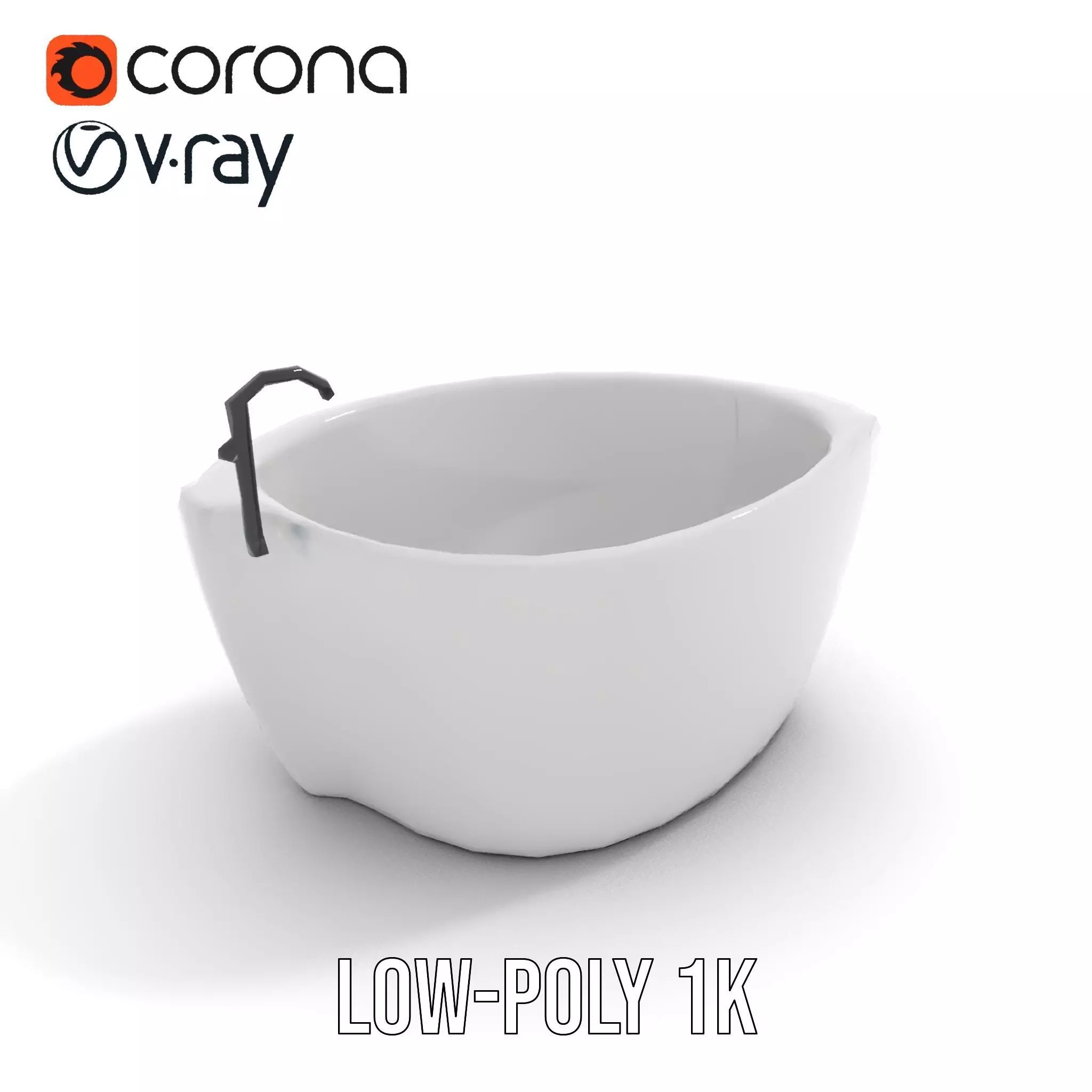 Elegant White Bathtub model pack Low-poly 3D model_8