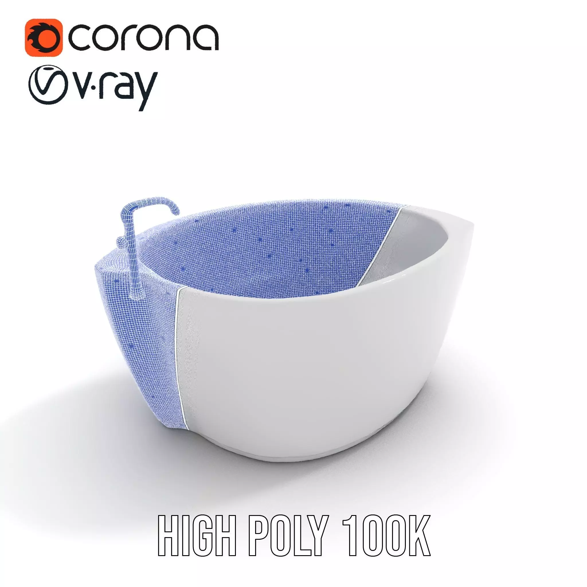 Elegant White Bathtub model pack Low-poly 3D model_29