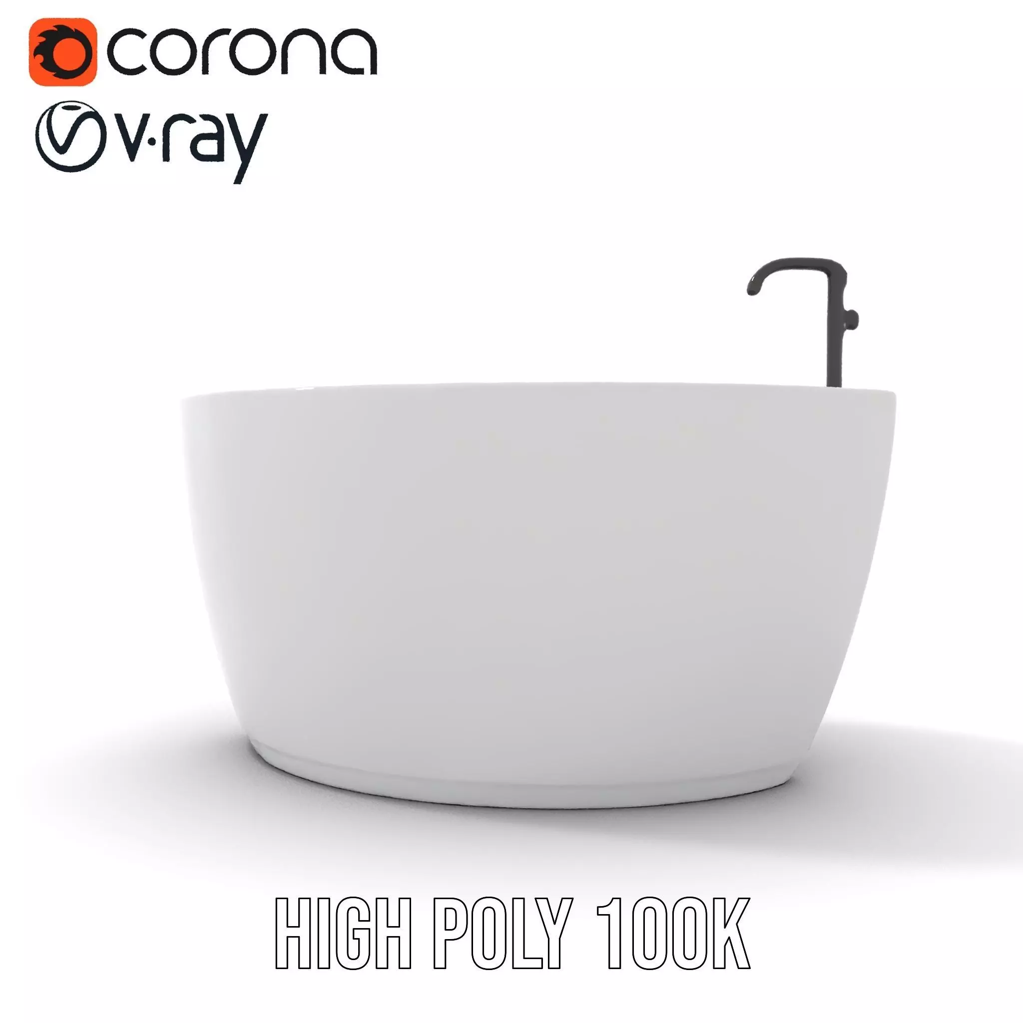 Elegant White Bathtub model pack Low-poly 3D model_18