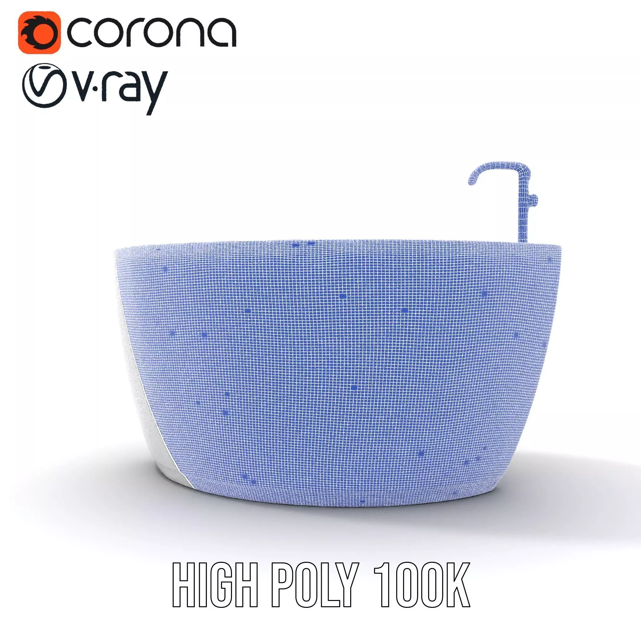 Elegant White Bathtub model pack Low-poly 3D model_33