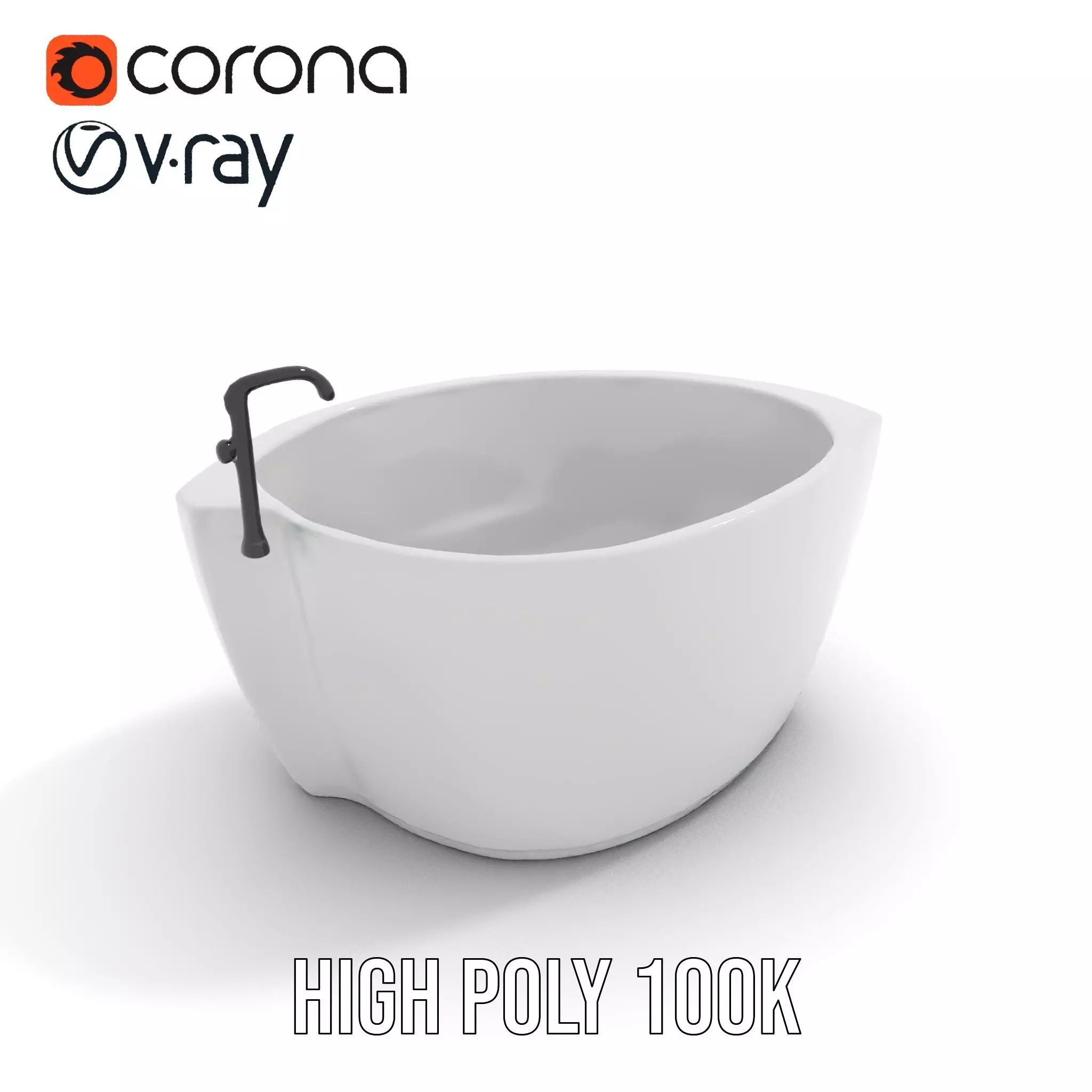 Elegant White Bathtub model pack Low-poly 3D model_26