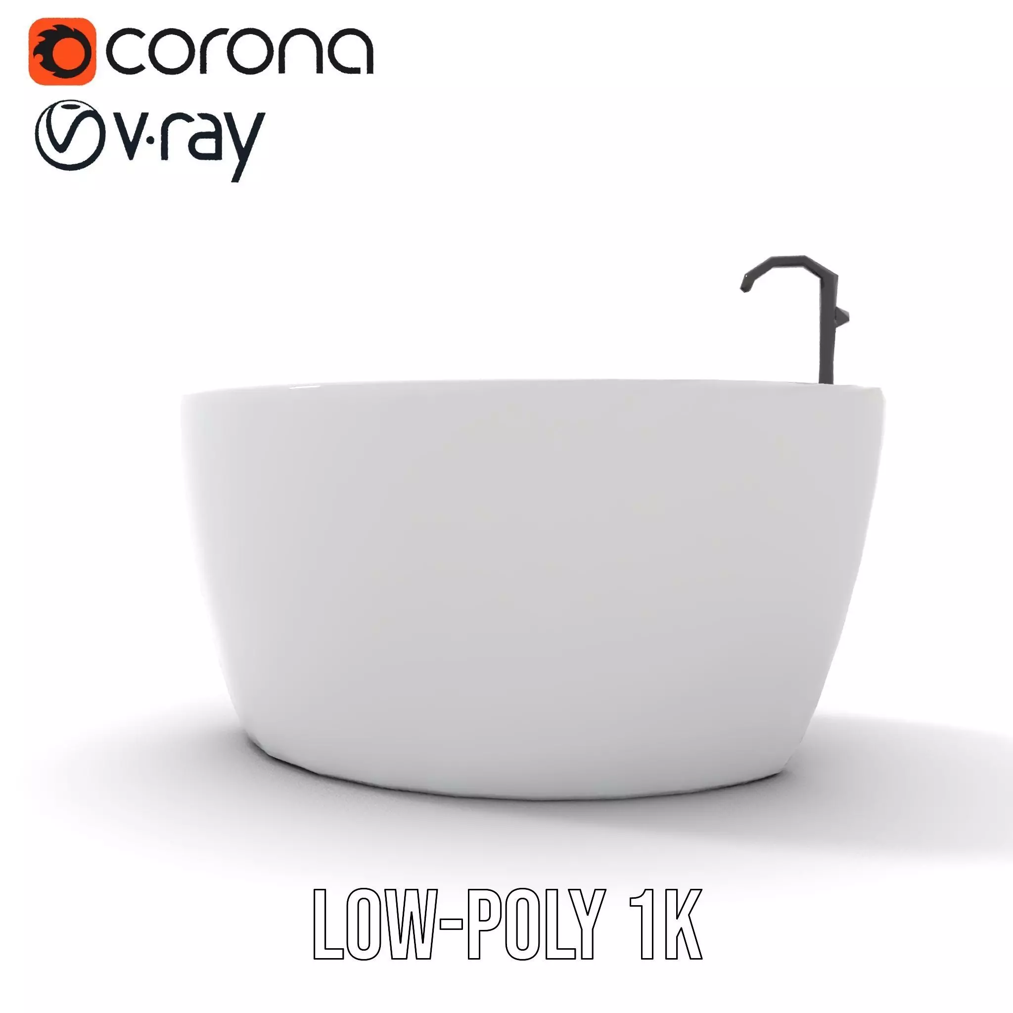 Elegant White Bathtub model pack Low-poly 3D model_22