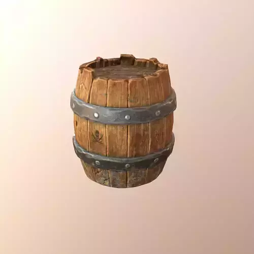 Stylized Pirate Barrel 1 - PBR Game Ready
