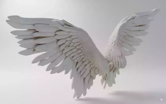 White Angel Wings Realistic Feathers with Ethereal Design