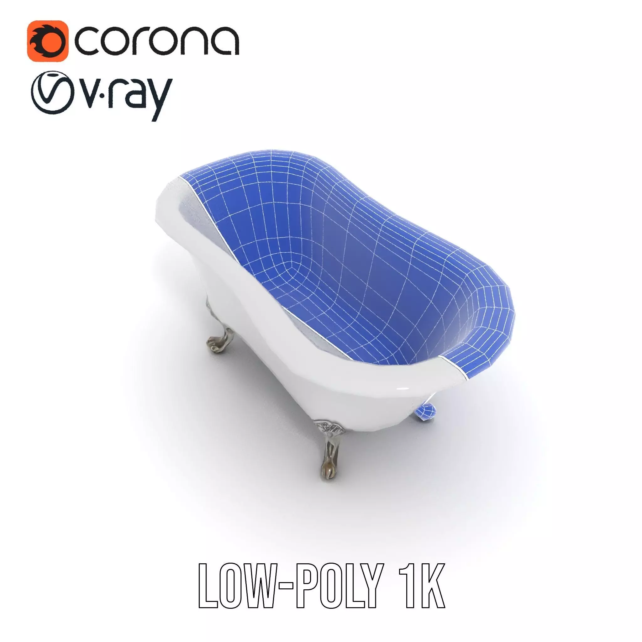 Elegant Clawfoot Bathtub model pack Low-poly 3D model_28