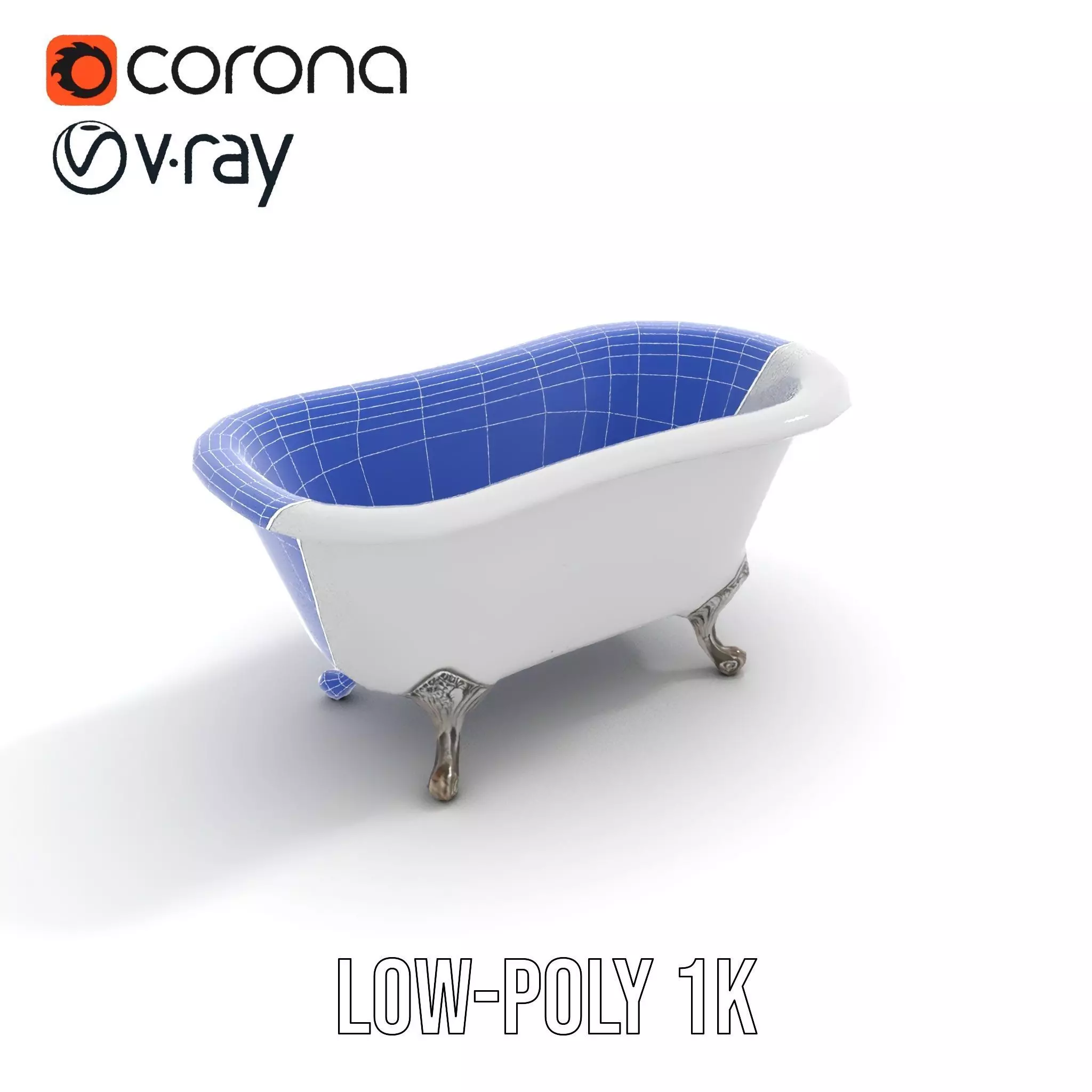 Elegant Clawfoot Bathtub model pack Low-poly 3D model_20