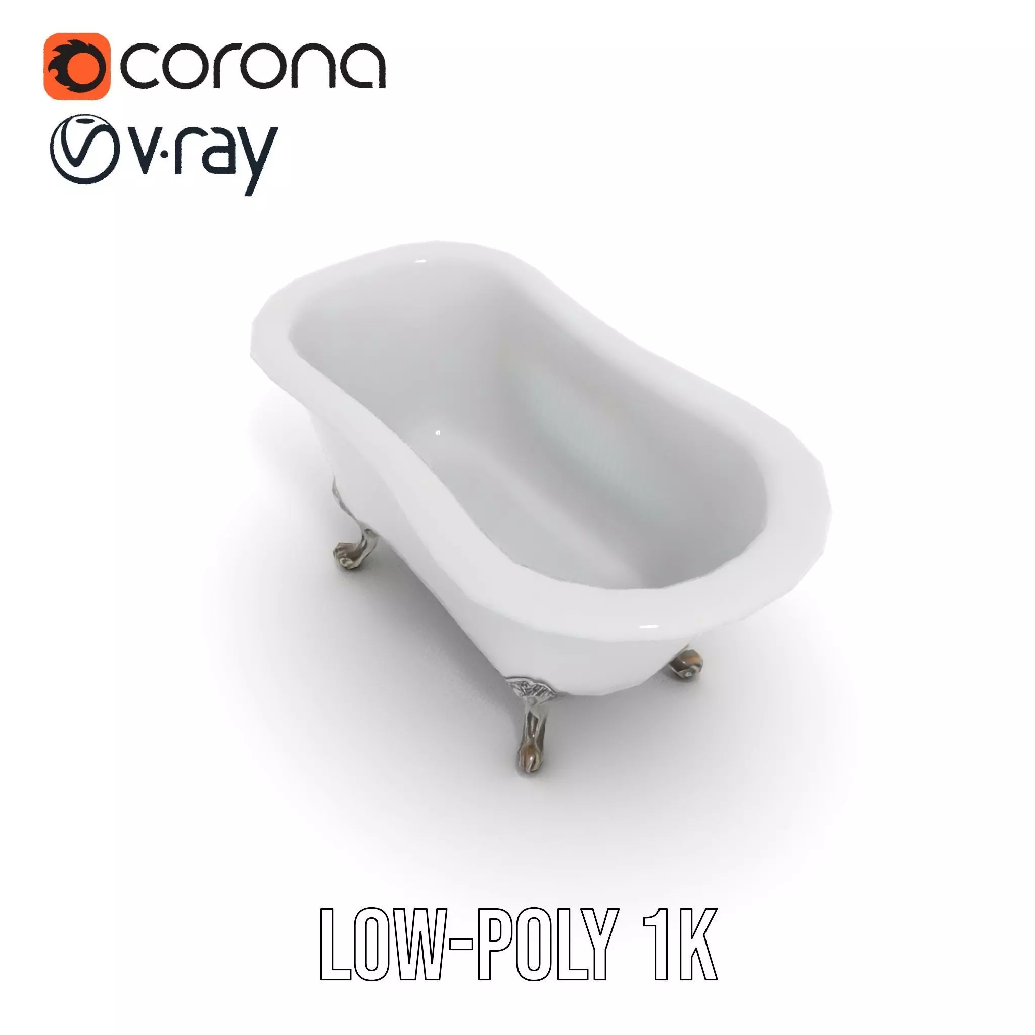 Elegant Clawfoot Bathtub model pack Low-poly 3D model_15