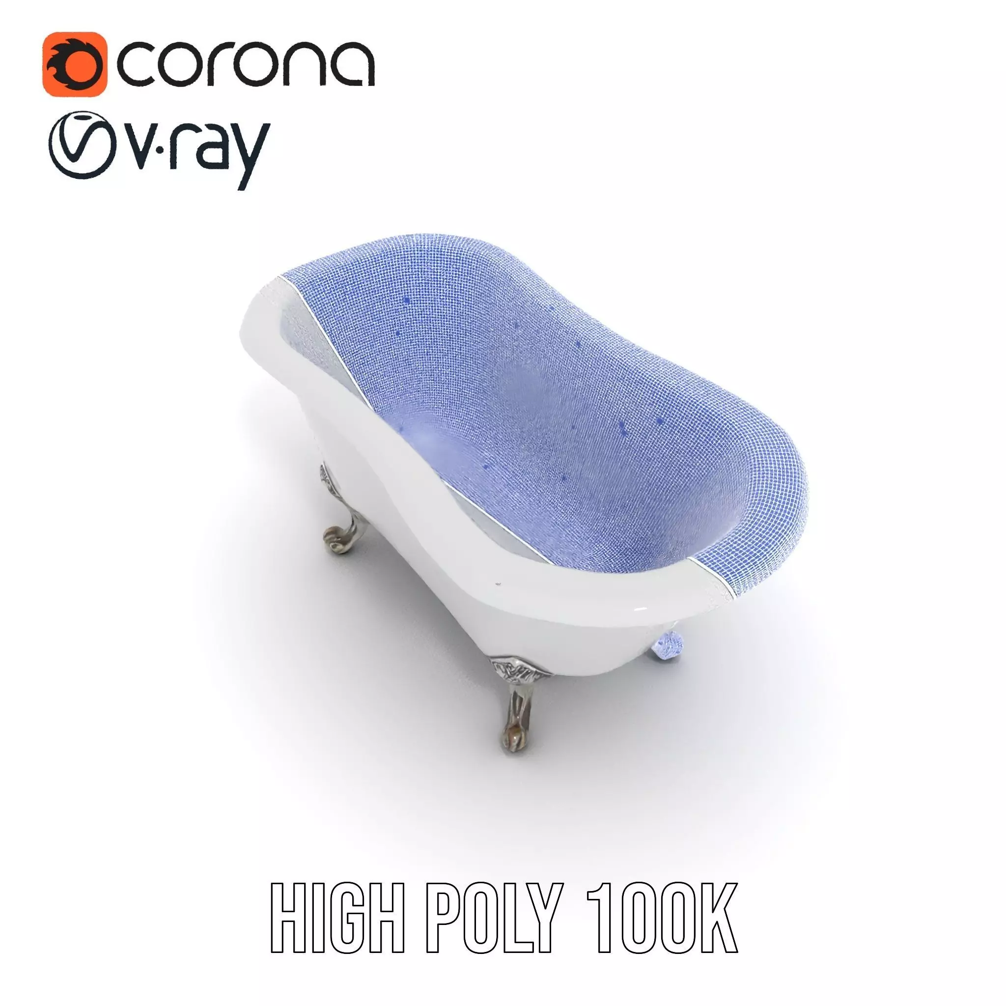 Elegant Clawfoot Bathtub model pack Low-poly 3D model_33