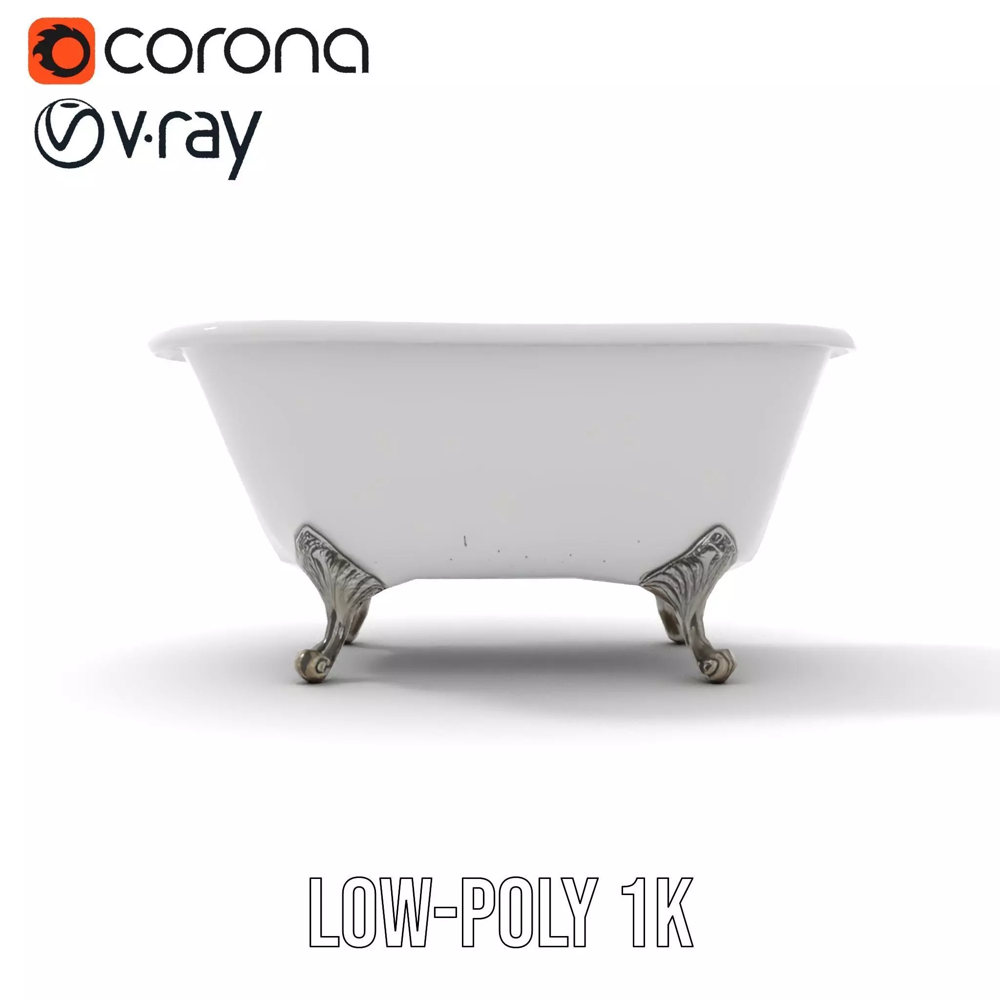 Elegant Clawfoot Bathtub model pack Low-poly 3D model_13