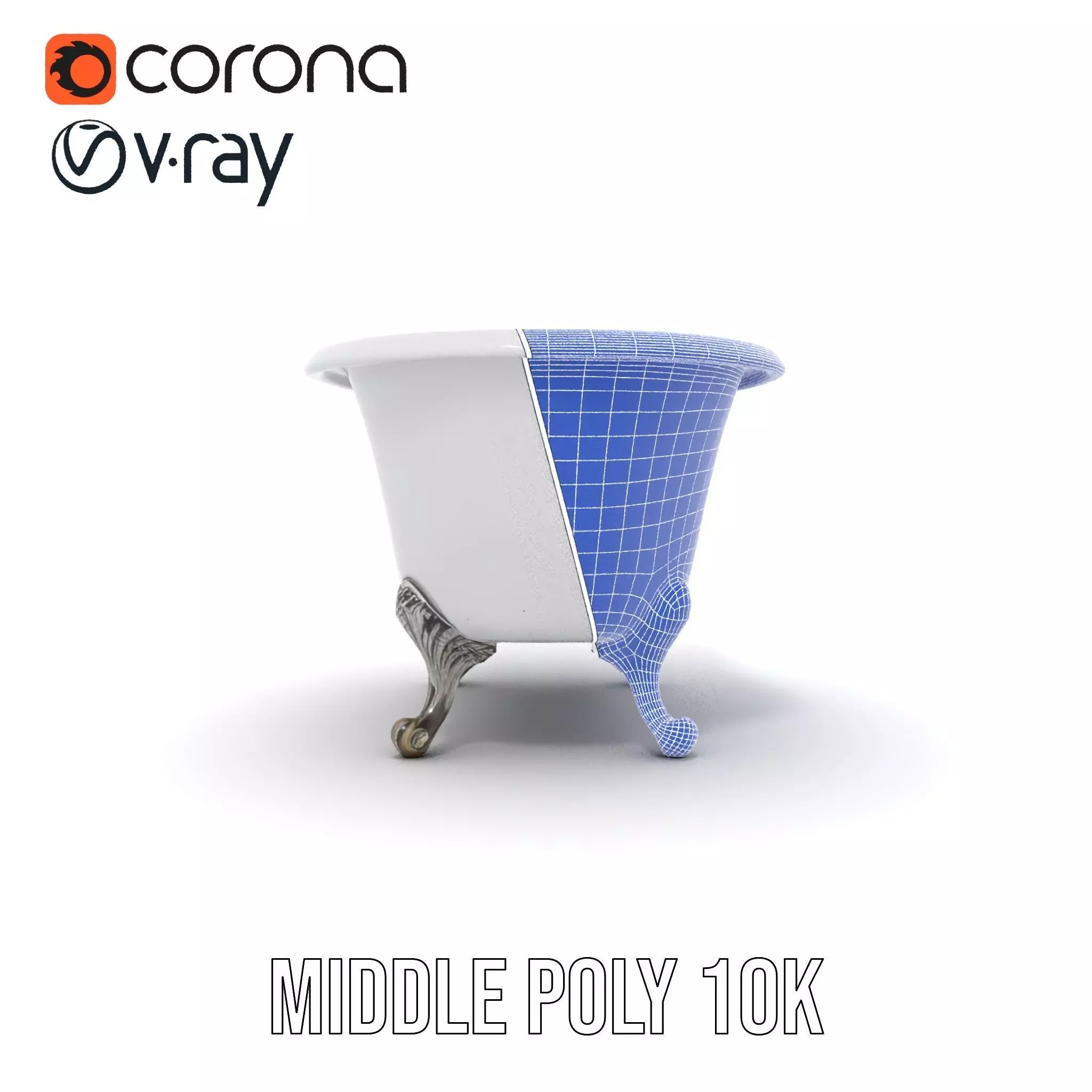 Elegant Clawfoot Bathtub model pack Low-poly 3D model_30