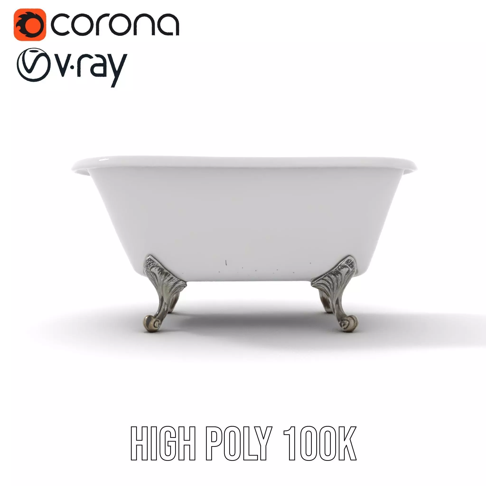 Elegant Clawfoot Bathtub model pack Low-poly 3D model_32