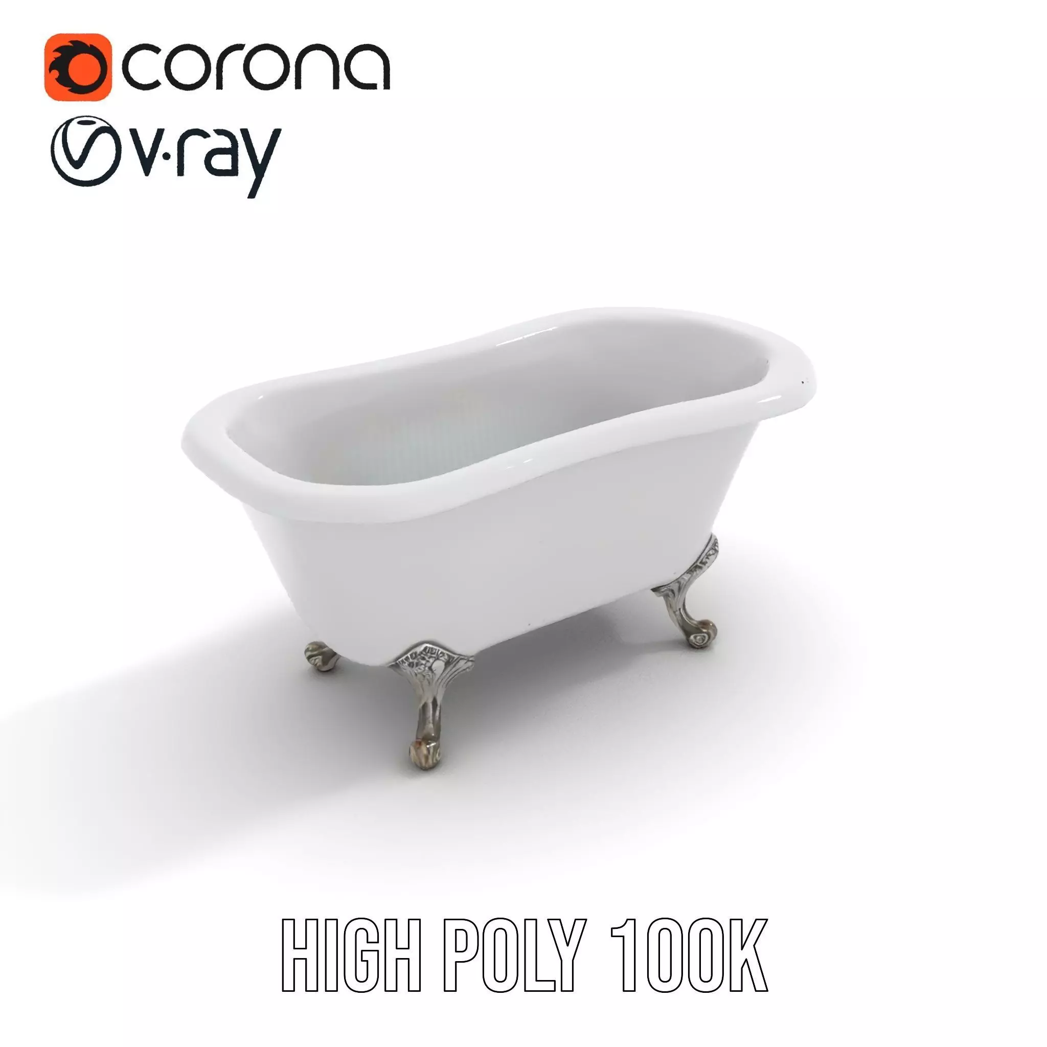 Elegant Clawfoot Bathtub model pack Low-poly 3D model_18
