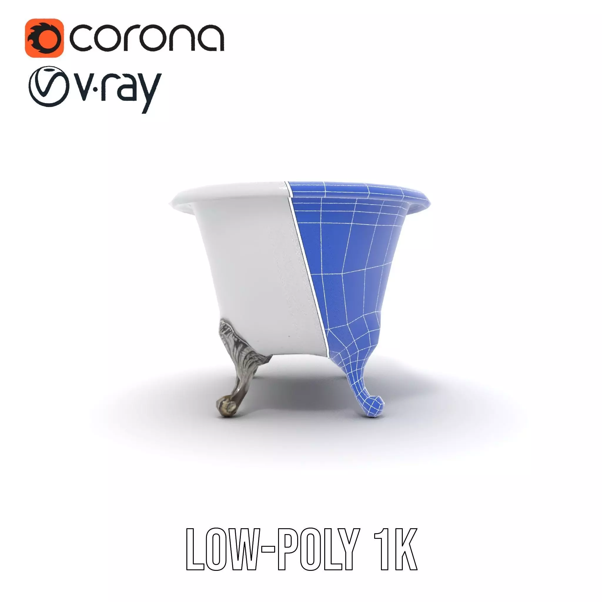 Elegant Clawfoot Bathtub model pack Low-poly 3D model_25