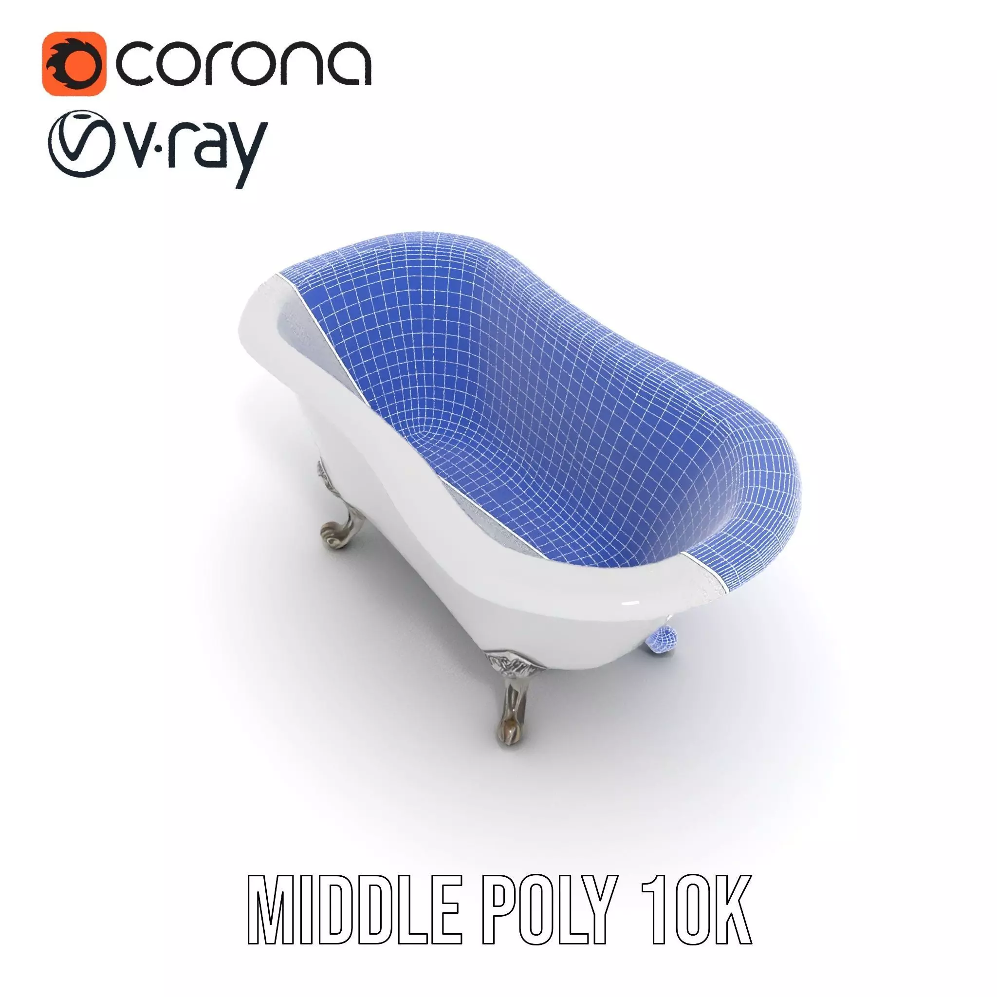 Elegant Clawfoot Bathtub model pack Low-poly 3D model_12