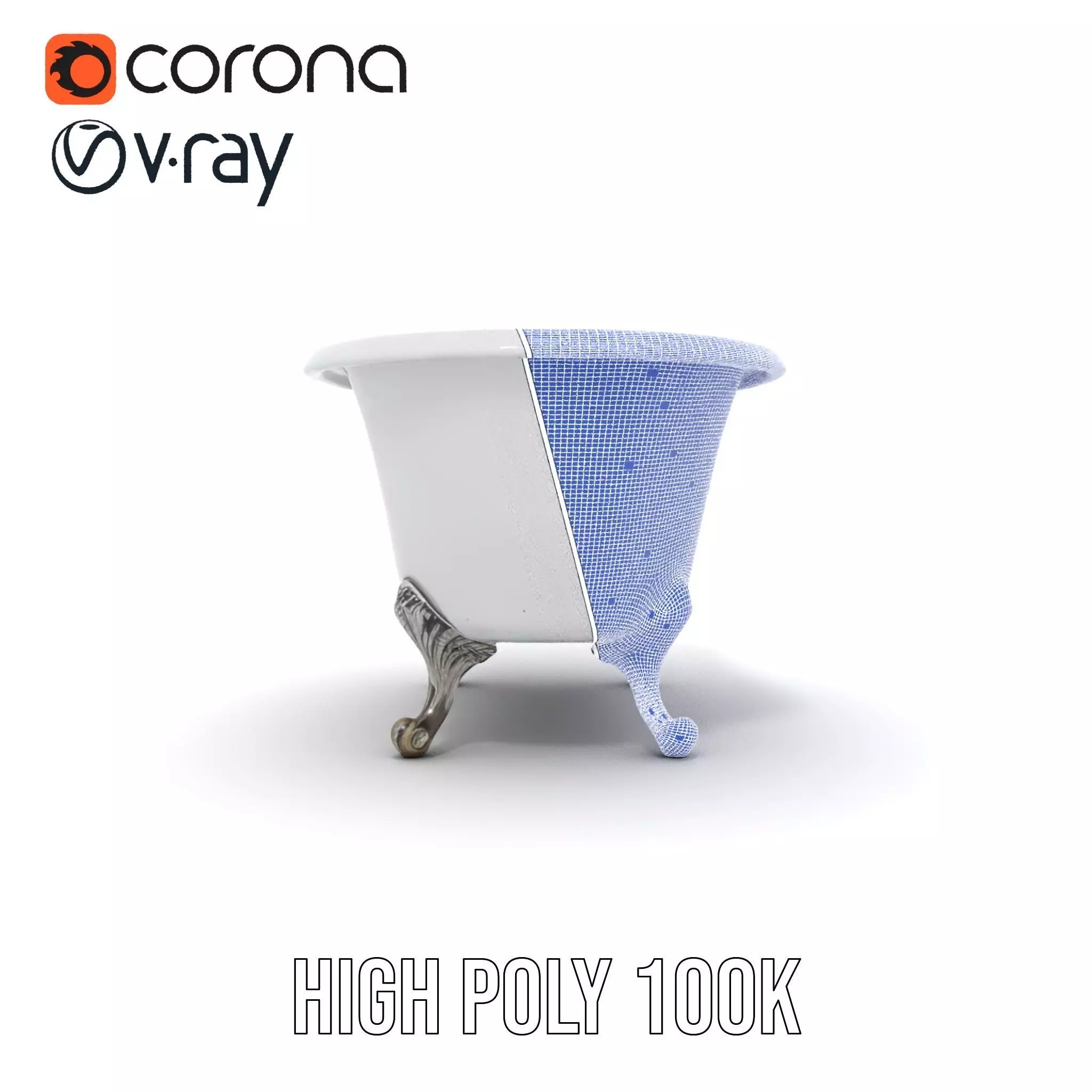 Elegant Clawfoot Bathtub model pack Low-poly 3D model_34