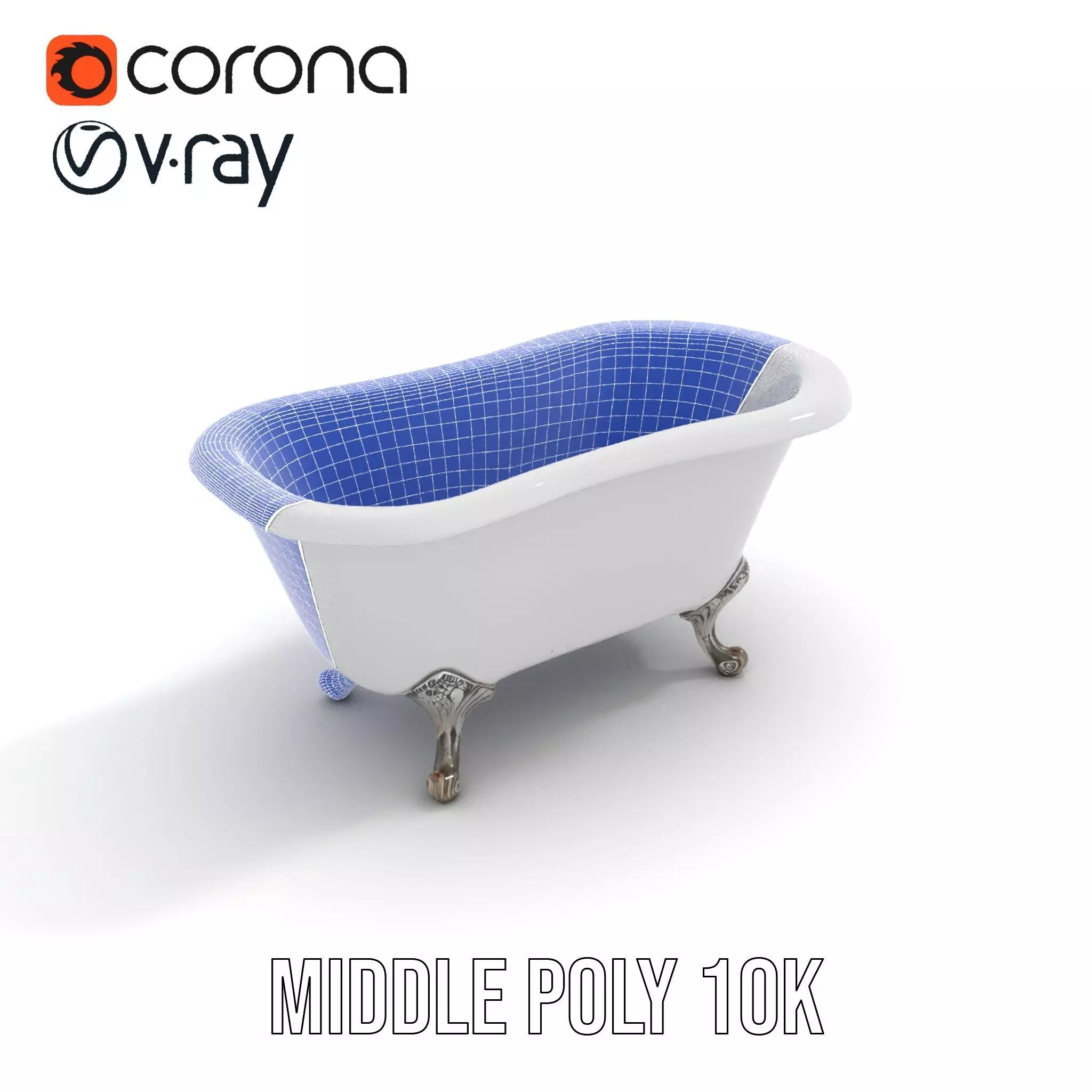Elegant Clawfoot Bathtub model pack Low-poly 3D model_19