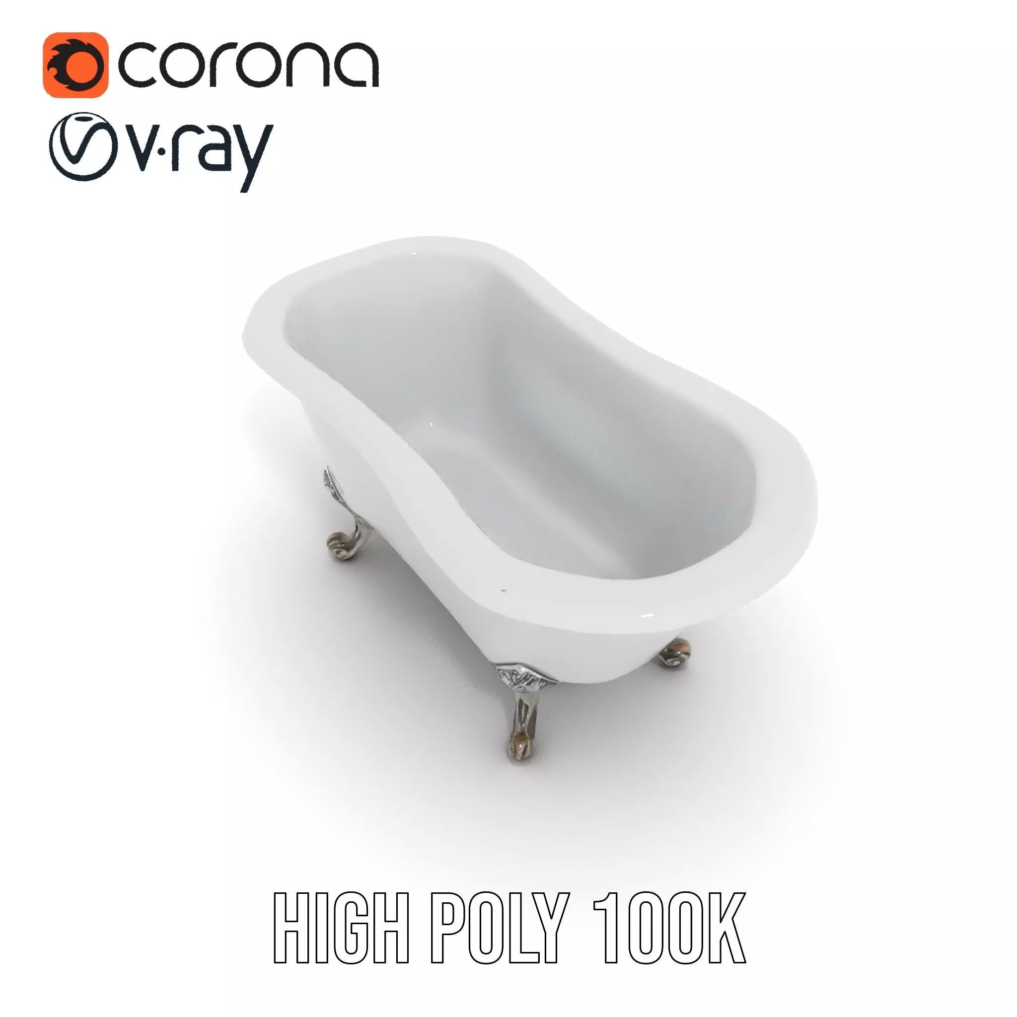 Elegant Clawfoot Bathtub model pack Low-poly 3D model_26