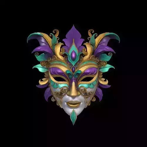 2186Venetian Carnival Mask Color 3D Model  magic