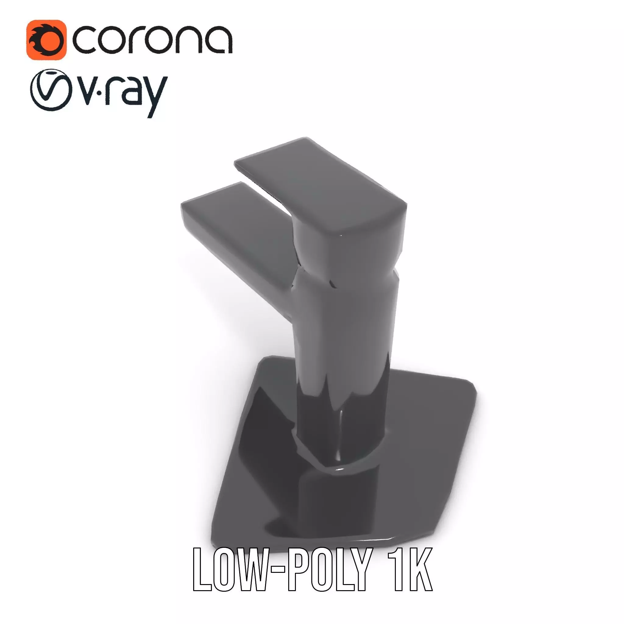 Matte Black Faucet model pack Low-poly 3D model_22