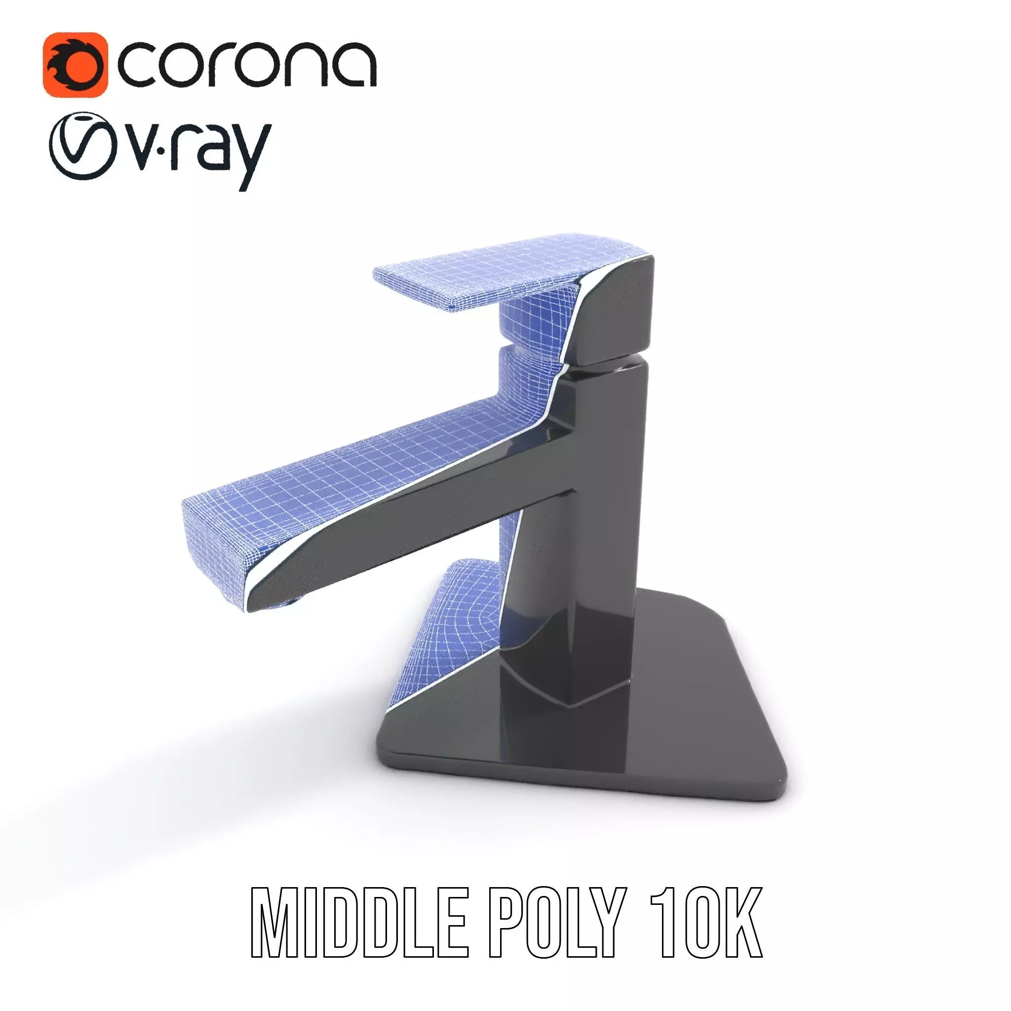 Matte Black Faucet model pack Low-poly 3D model_21