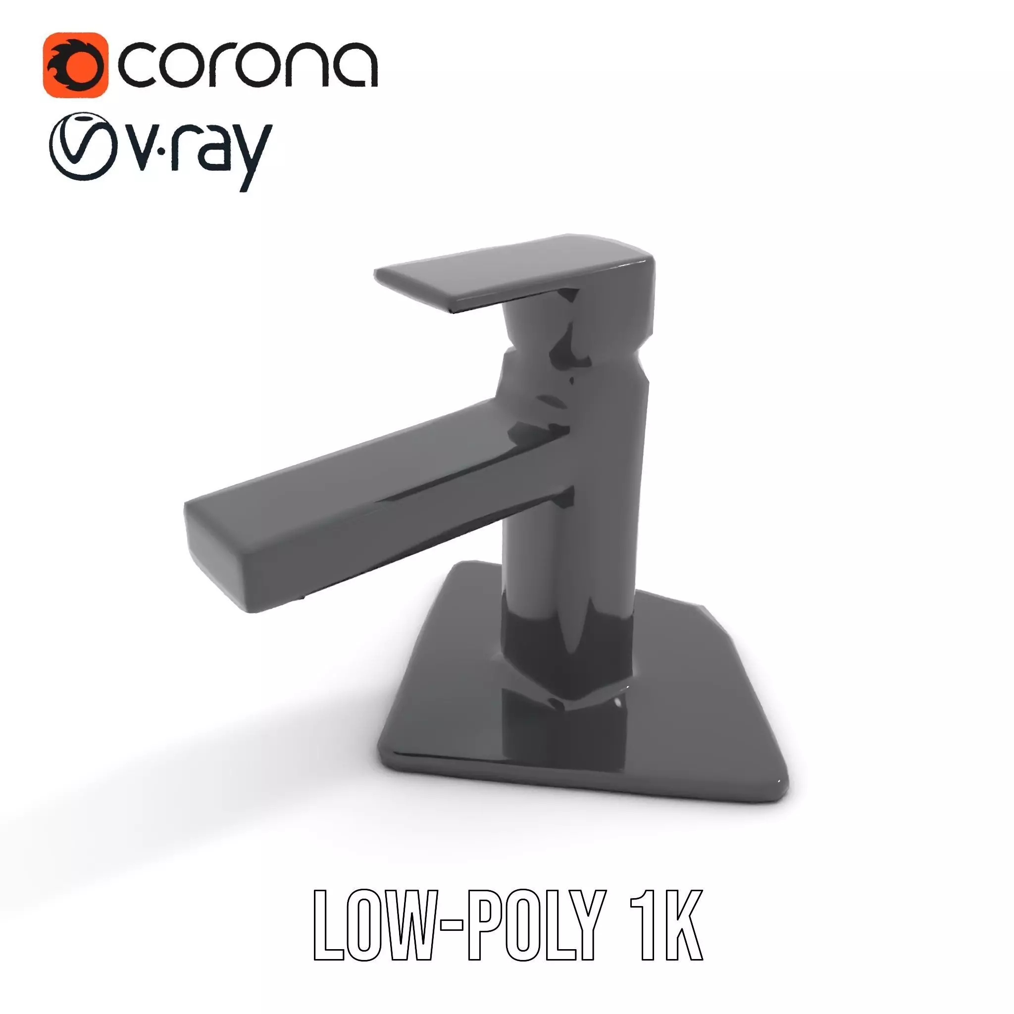Matte Black Faucet model pack Low-poly 3D model_9