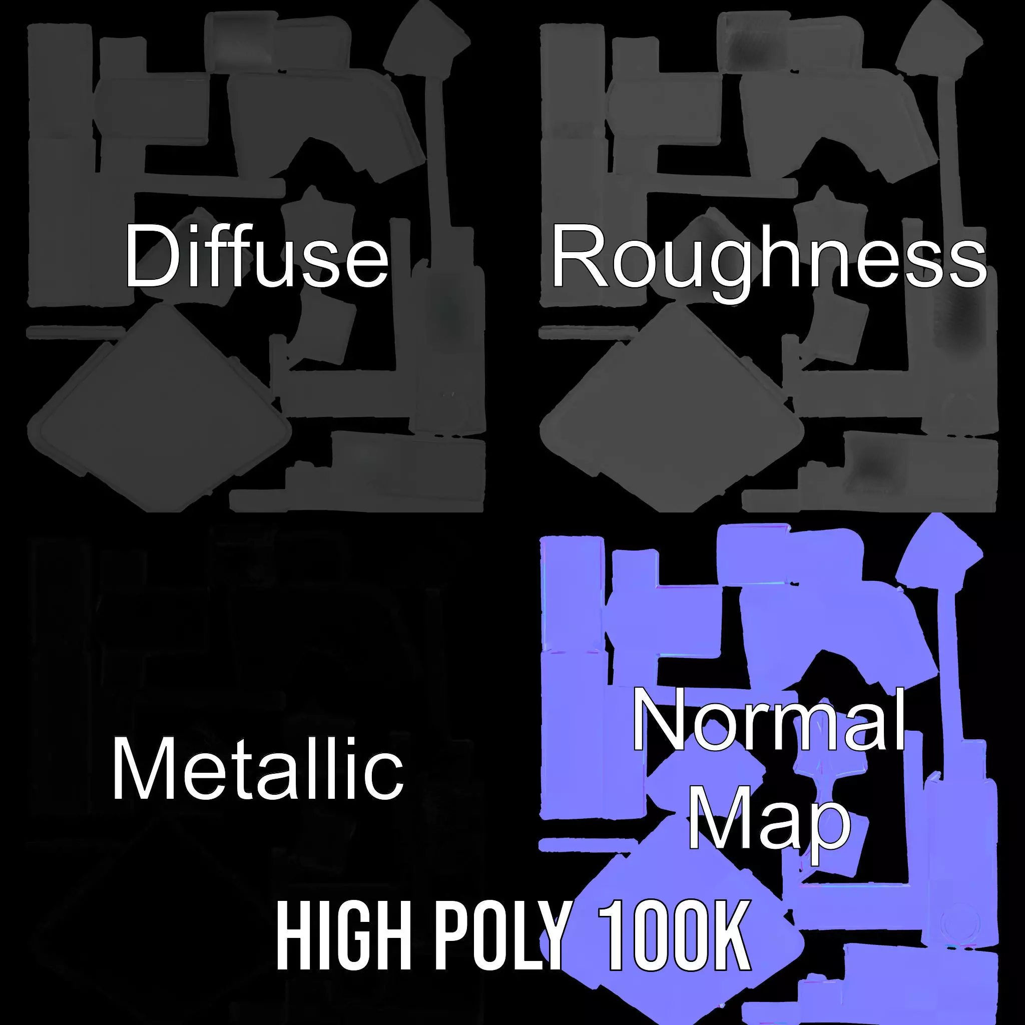 Matte Black Faucet model pack Low-poly 3D model_3