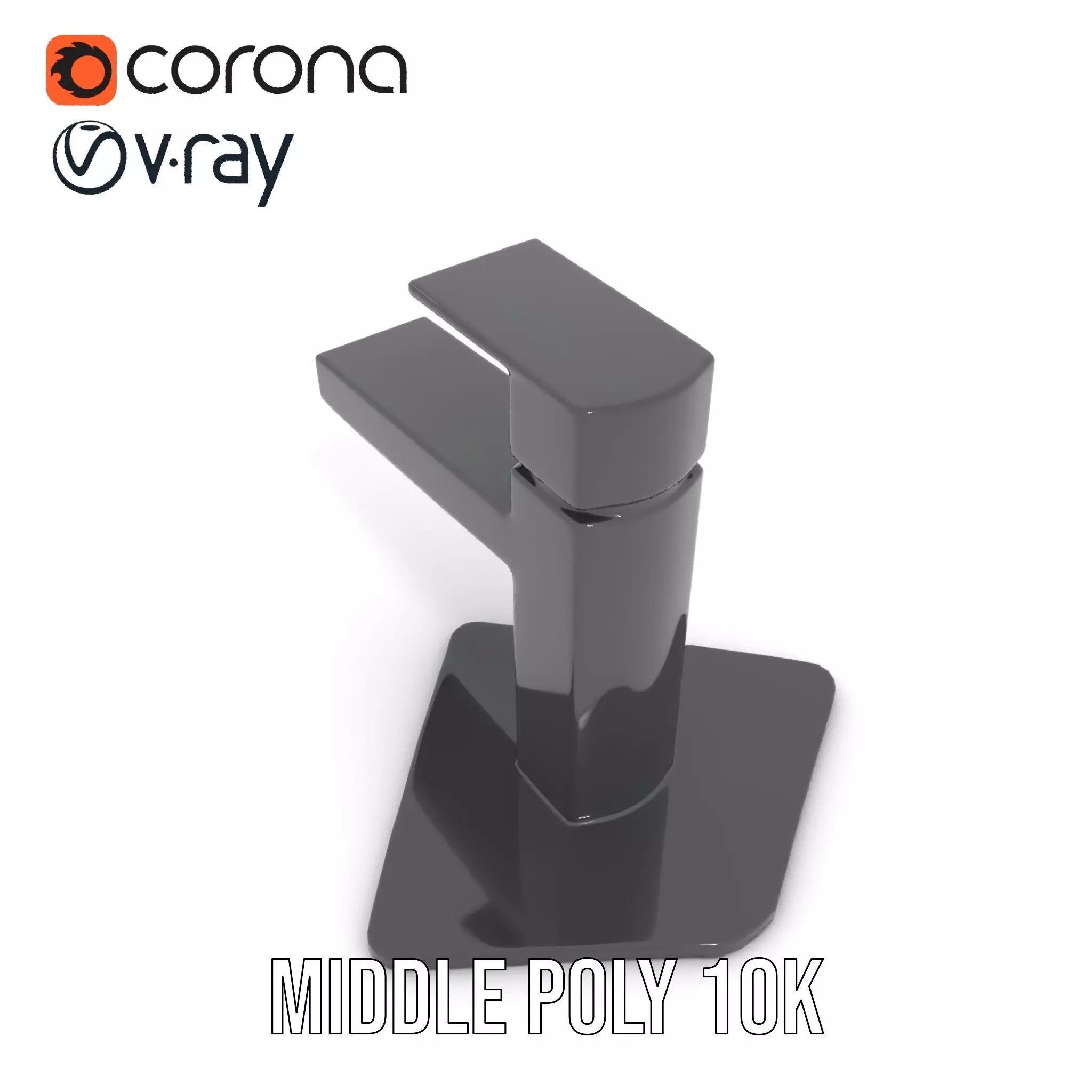 Matte Black Faucet model pack Low-poly 3D model_13