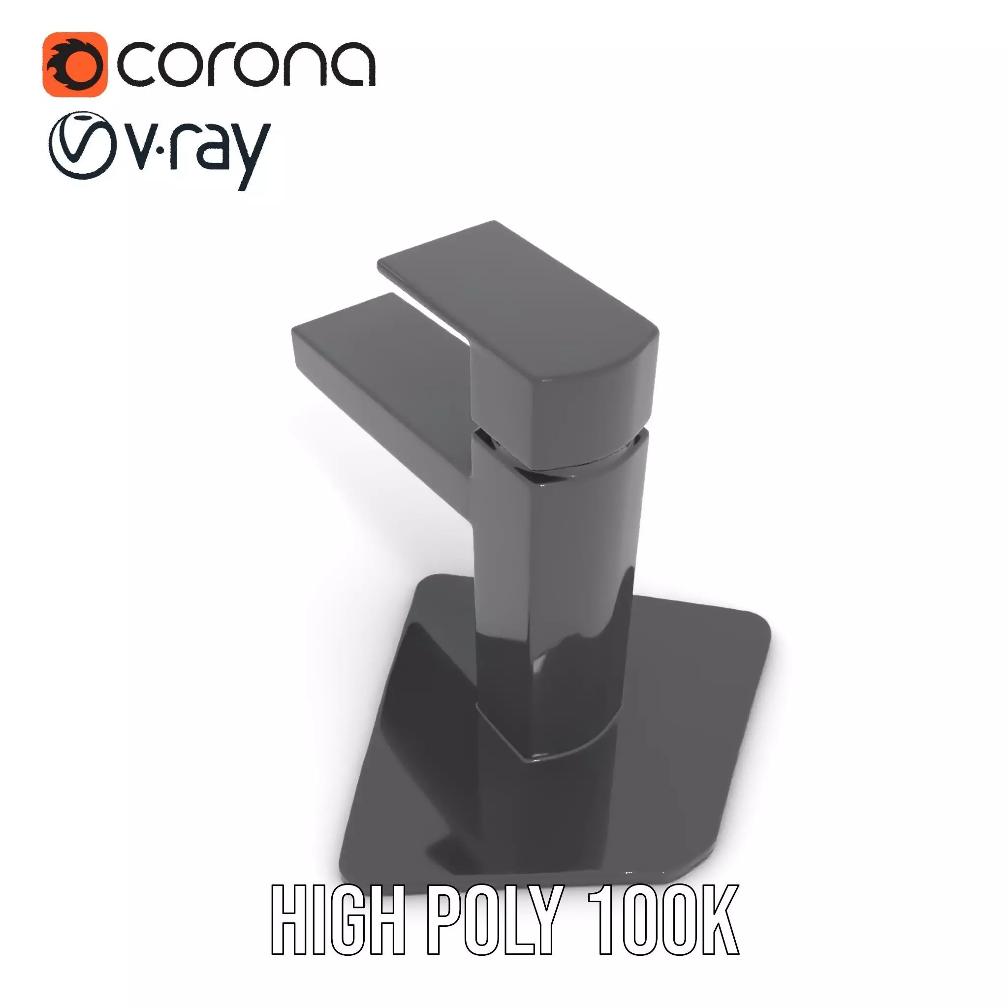 Matte Black Faucet model pack Low-poly 3D model_20