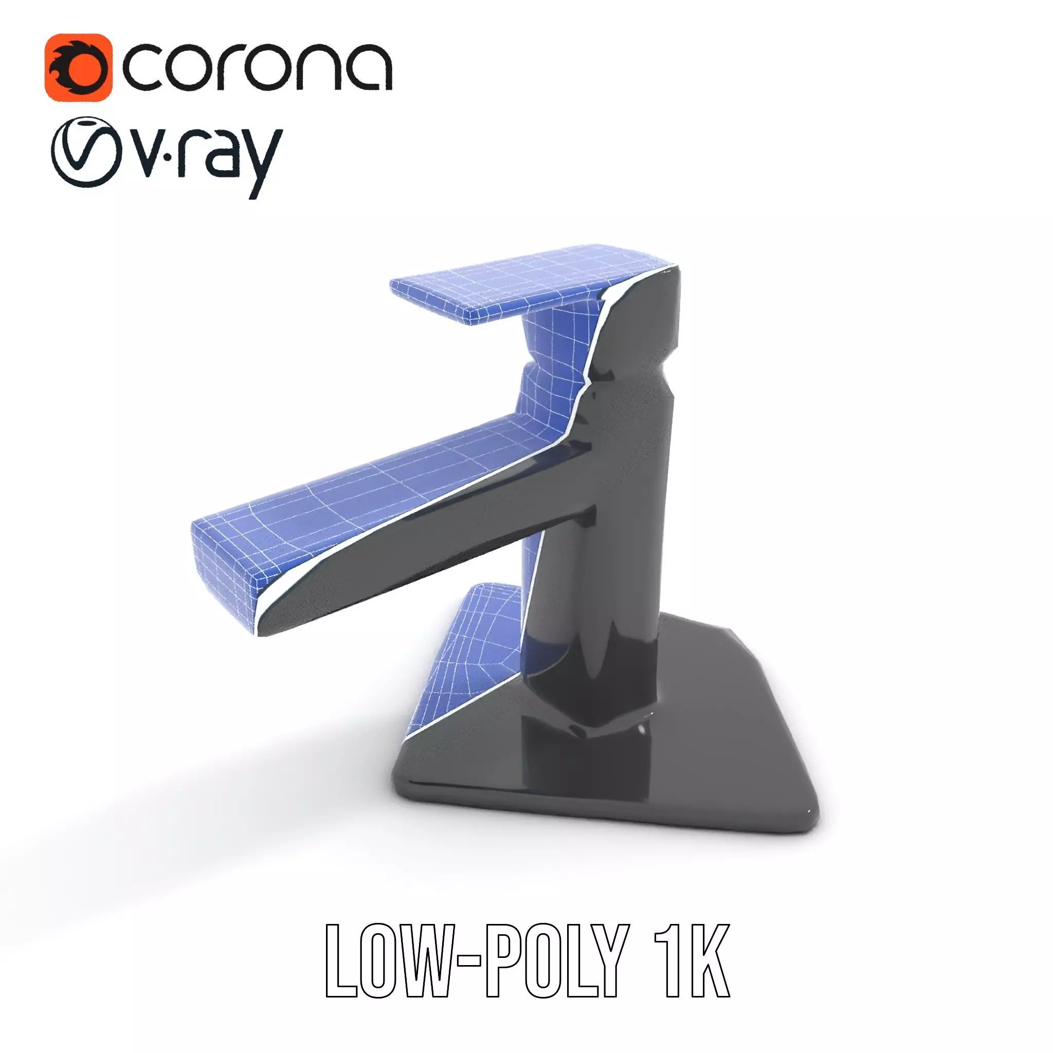 Matte Black Faucet model pack Low-poly 3D model_25