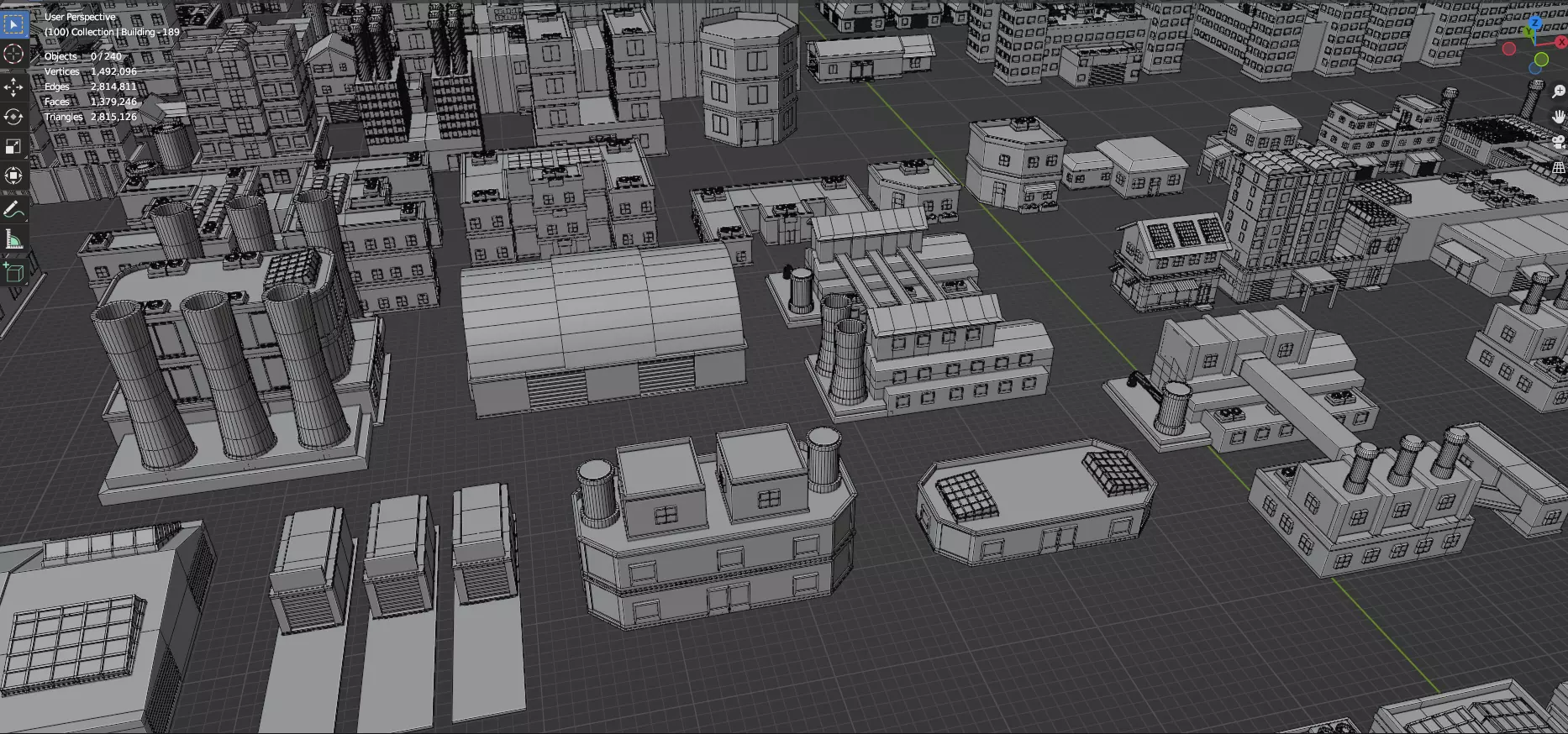 Low Poly City Buildings Pack Of 240 - Game Ready - Untextured  Low-poly 3D model_32