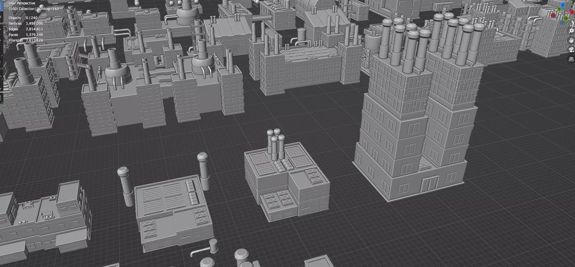 Low Poly City Buildings Pack Of 240 - Game Ready - Untextured  Low-poly 3D model_58