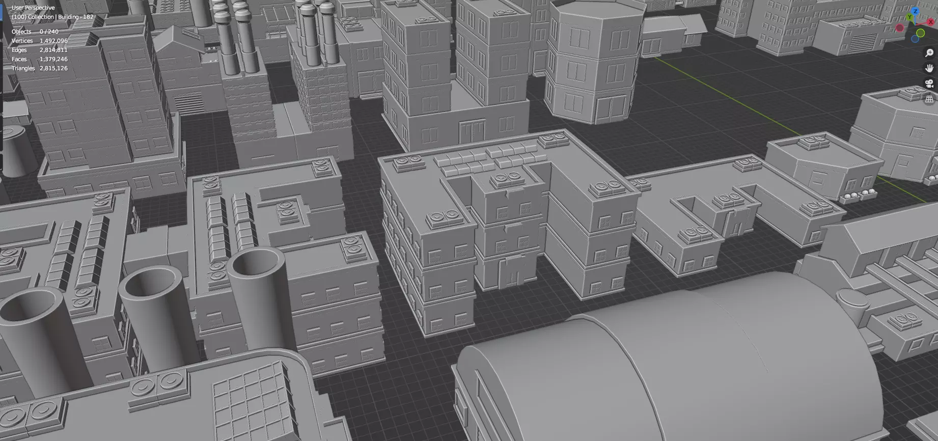 Low Poly City Buildings Pack Of 240 - Game Ready - Untextured  Low-poly 3D model_57