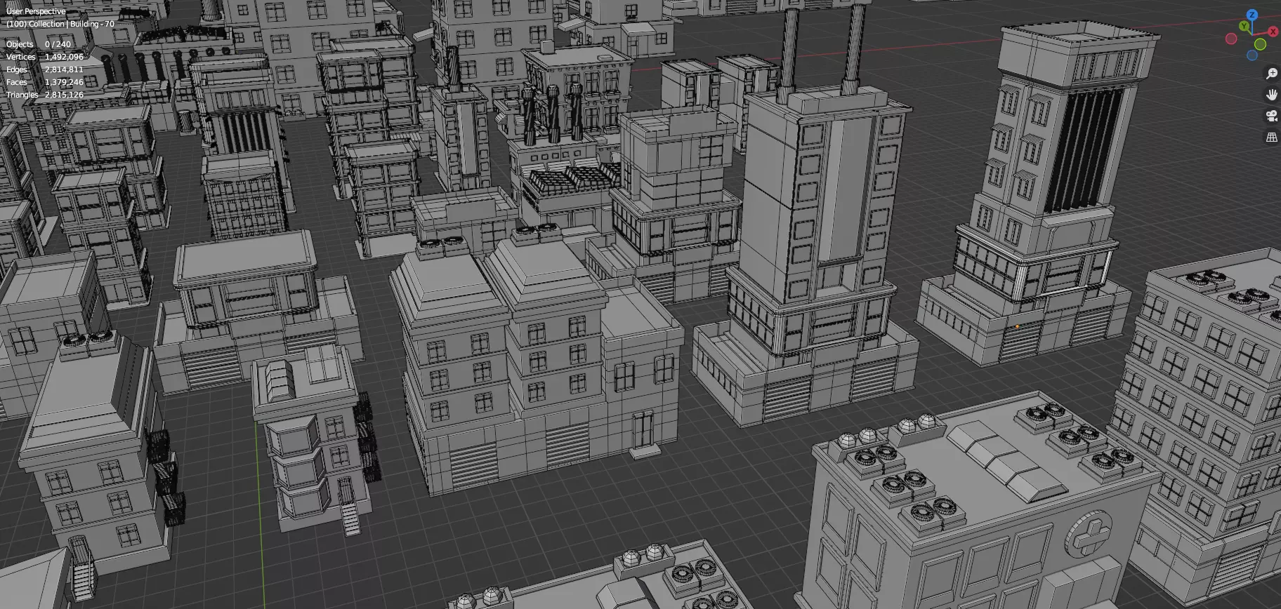 Low Poly City Buildings Pack Of 240 - Game Ready - Untextured  Low-poly 3D model_44